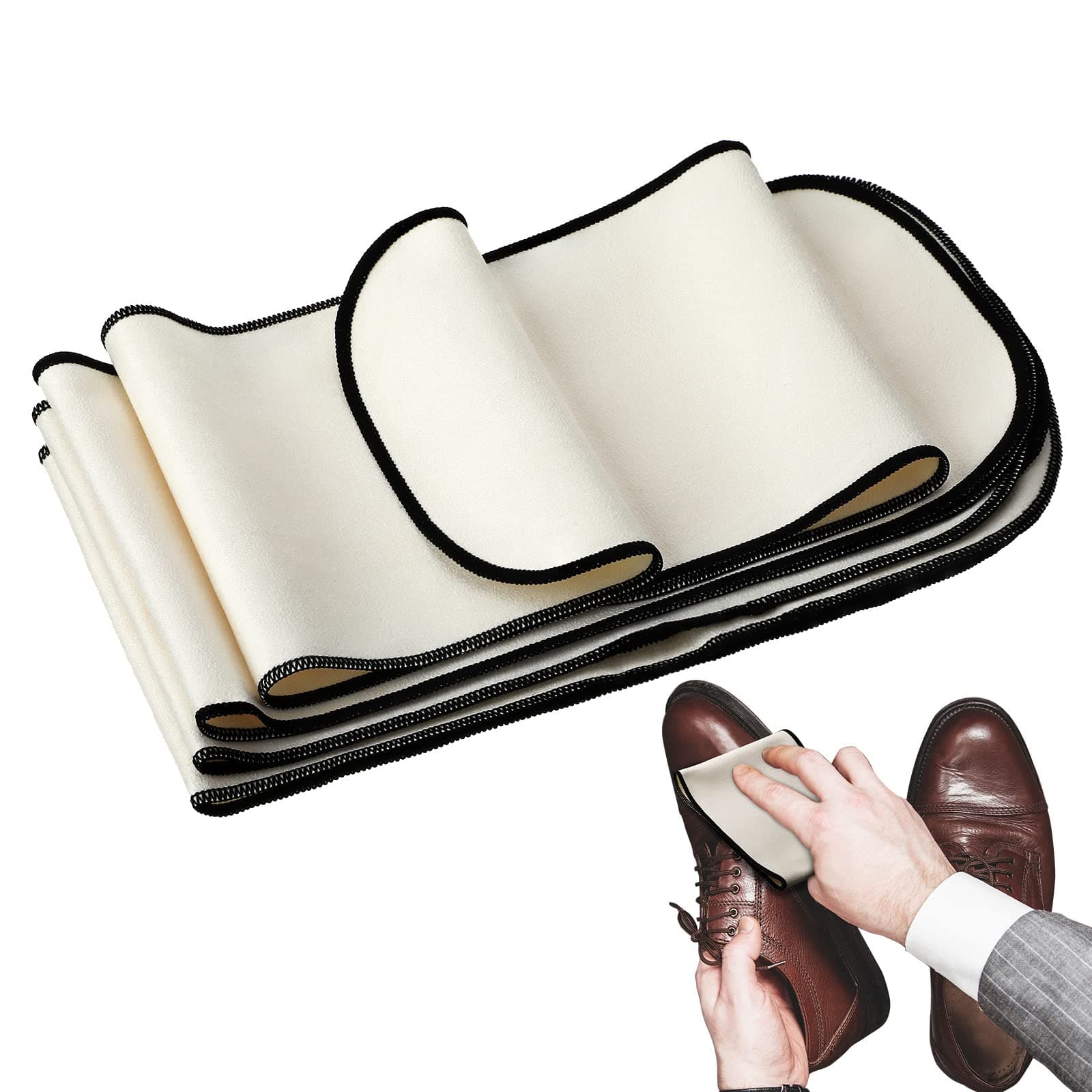 4 Pieces Shoe Polish Suede Fabric Polishing Cloth for Cleaning Shoes Boots and Leather Products, 20 Inch x 5 Inch