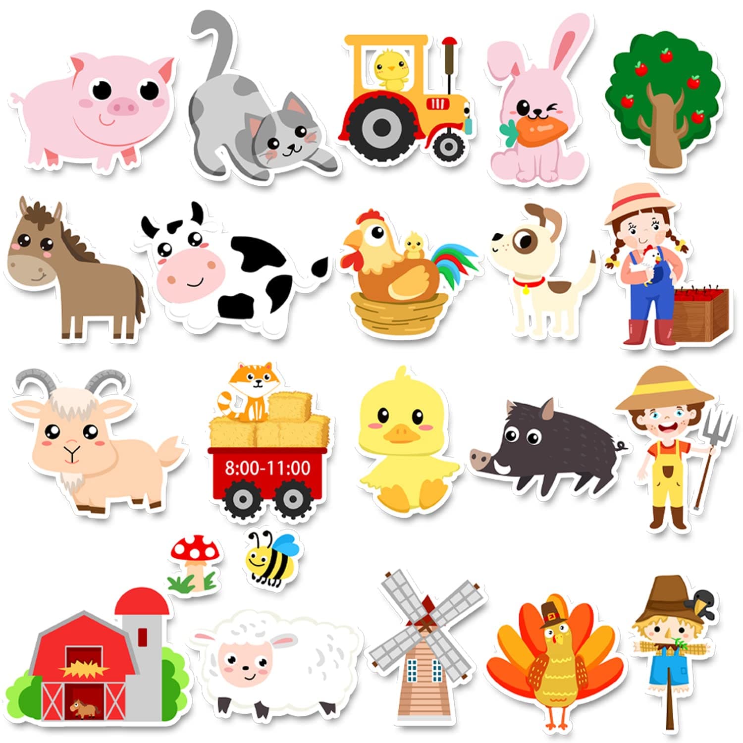 Brand Farm Animal Gel Clings Stickers for Kids, 21PCS Reusable Decals, Wall, Car, Window Decorations, Classroom, Home, Nursery, Party Supplies