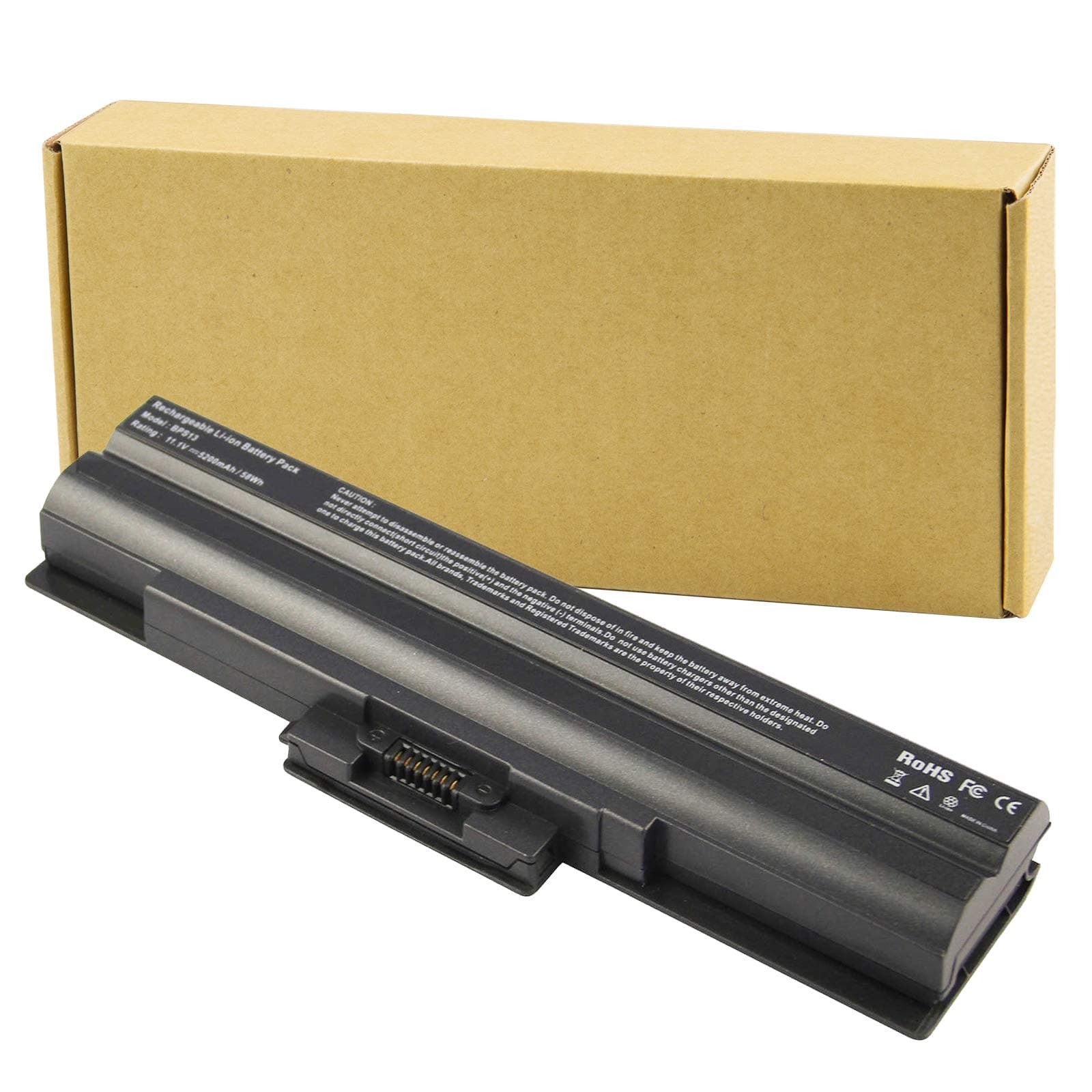 Laptop Battery fit Sony Vaio VGP-BPS13 VGP-BPS13A VGP-BPS13A/B VGP-BPS13B/S VGP-BPL13 VGP-BPS21 VGP-BPS21A VGP-BPS21B PCG-81214L PCG-81114L - [Black 6 Cells 11.1V 5200mAh]