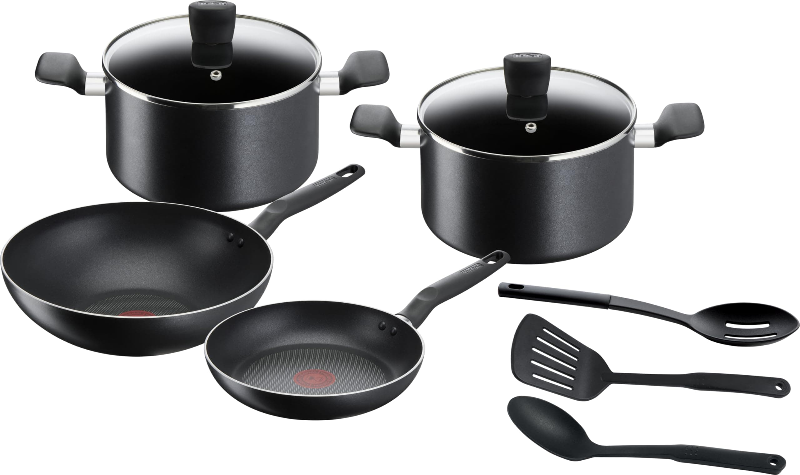 Tefal Aluminum Super Cook Non-Stick Cookware Set, Black, 9Pcs, B459S984, Online Exclusive
