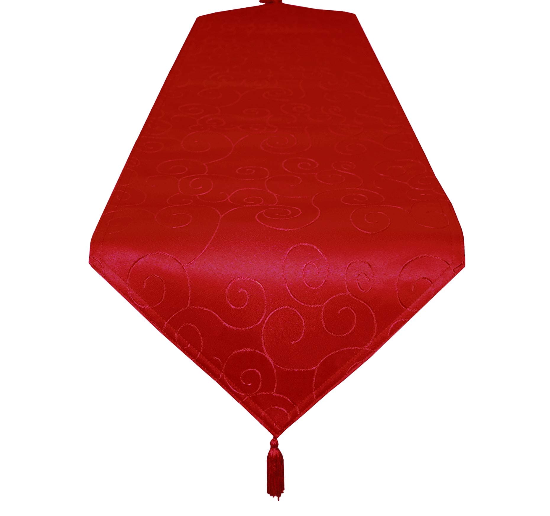 EcoSol Designs Microfiber Damask Swirls Table Runner (16"x70", Red Swirls) with Tassels