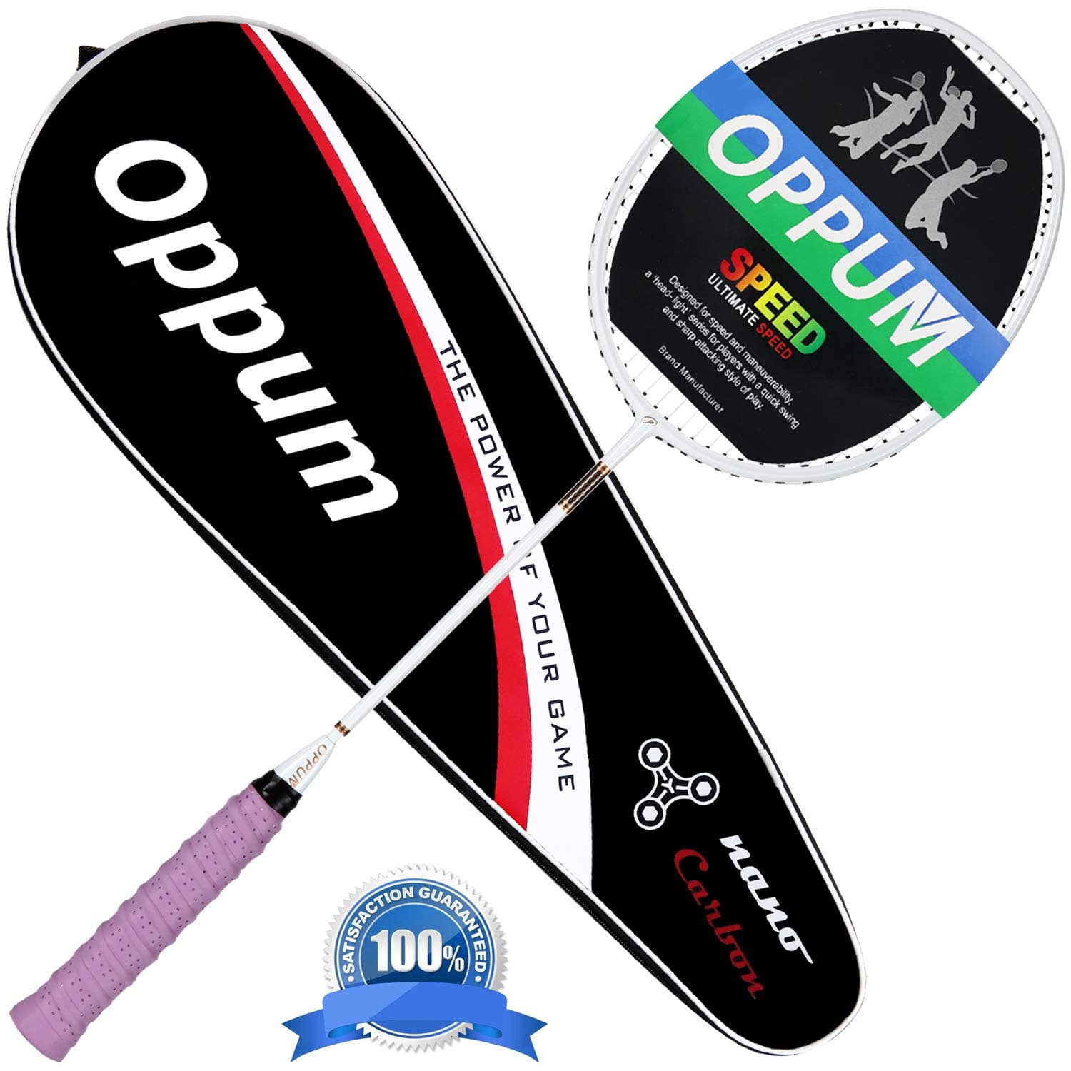 oppum Graphite Badminton Racket Integral Moulding Craft Racket Full Carbon Fiber Material Lightweight 1 Player Badminton Racquet