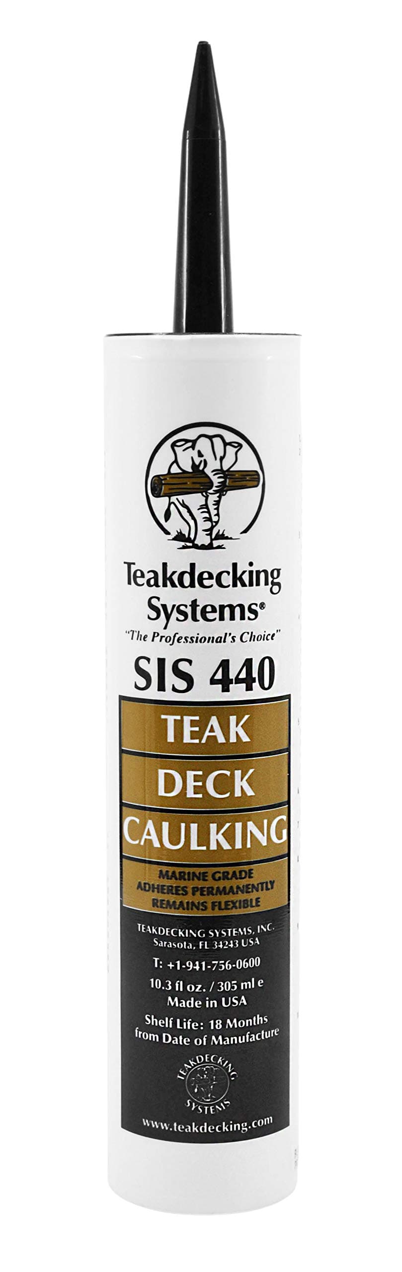 10oz Marine Caulk Cartridge, Black - Premium Quality - SIS440 - for Teak Deck Seams - Provides First Class Appearance - UV & Chemical Resistant, Non-Corrosive