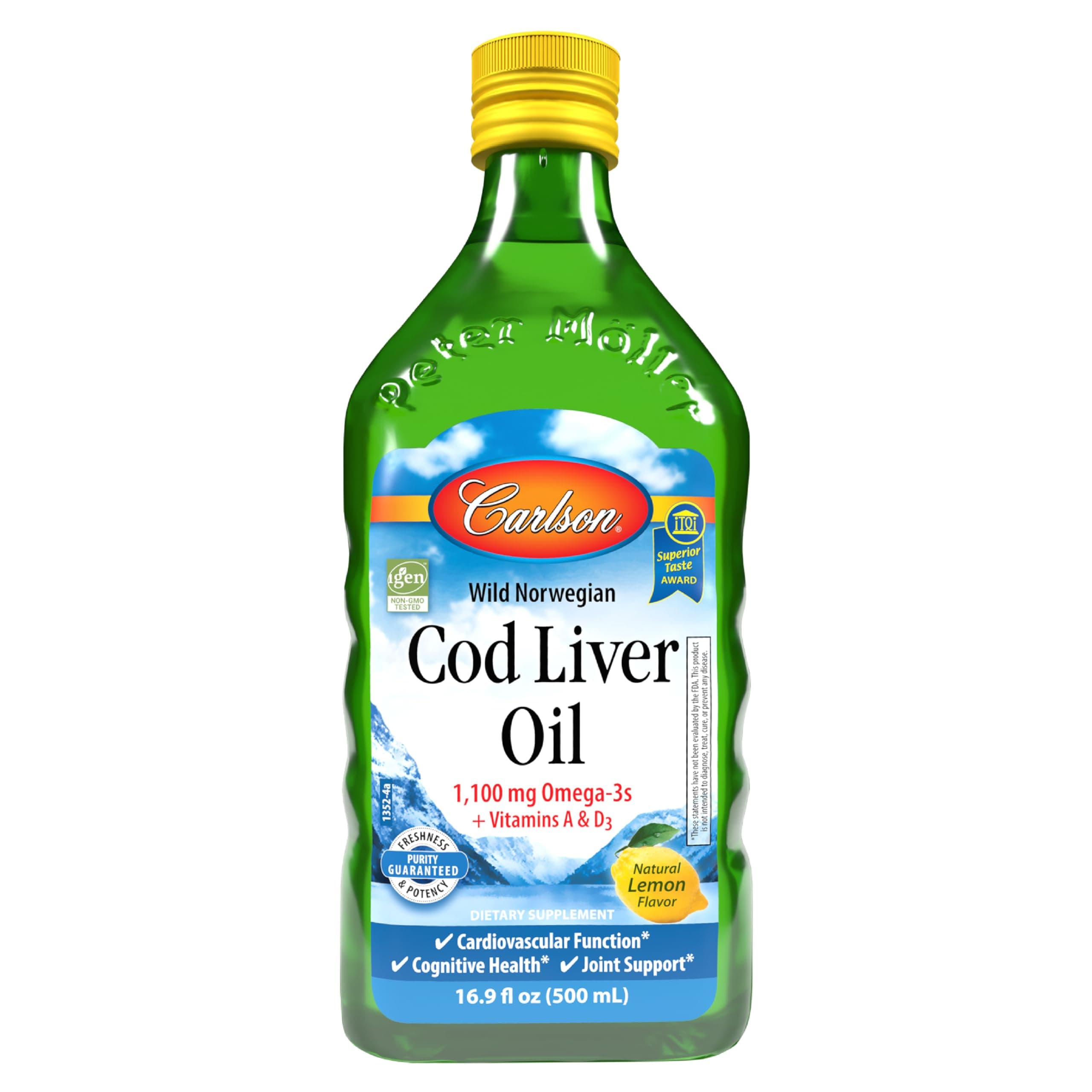 Cod Liver Oil, 1100 mg Omega-3s, Wild Norwegian, Sustainably Sourced, Lemon, 500 ml