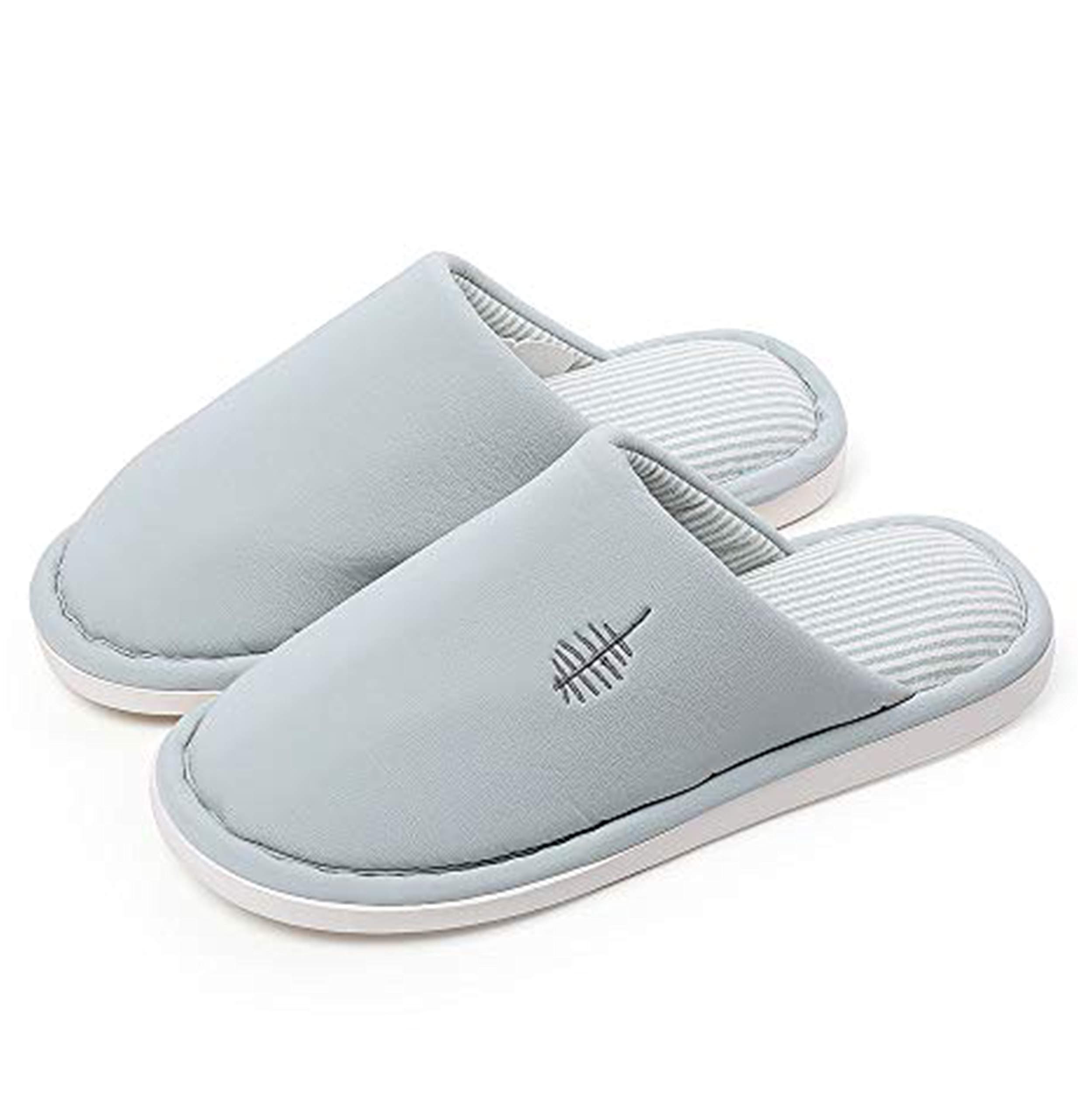 posee Mousse Super Comfy Indoor Slippers for Women and Men-Light Gray, Non-Slip House Shoe Dirt & Stain Resistant, Indoor Shoe Bouncing Foam and Cute Nordic Embroidery, US Women Size 7