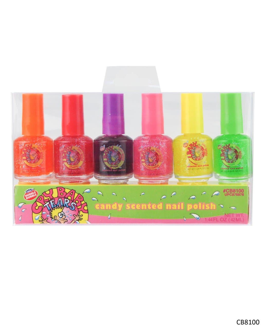 Cry Baby Tears 6 Pieces Candy Scented Nail Polish Set, (Orange, Cherry, Grape, Watermellon, Lemon, Apple)