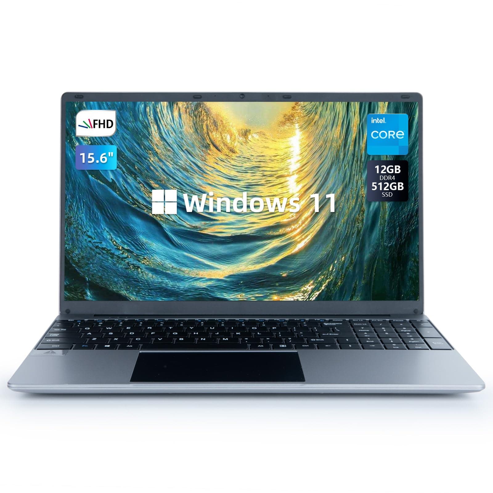 ANMESC15.6'' Laptop 12GB DDR4 512GB SSD, Intel Celeron N5095 Quad-Core Processor up to 2.9Ghz, 1080P Screen Laptop Computer with Long Battery Life, 2.4/5G WiFi, Bluetooth 4.2 2023