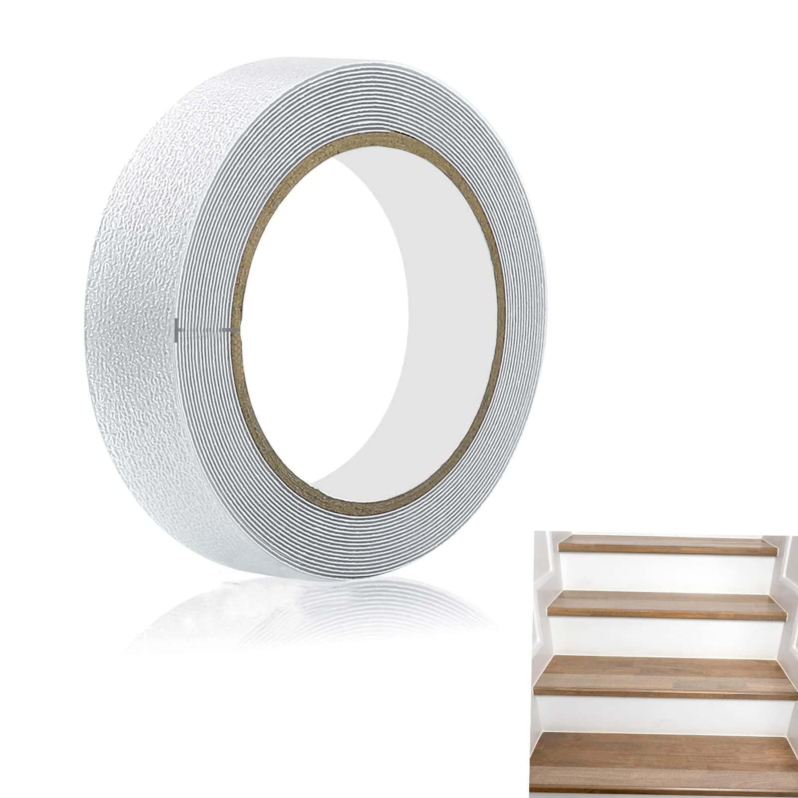 β Anti Slip Tape Transparent, Heavy Duty Rubber Anti Slip Tape for Stairs Outdoor Indoor Waterproof Safety Non Skid Roll Stair Steps Traction Tread Staircases Grips Adhesive Non Slip 1 inch x 190 inch