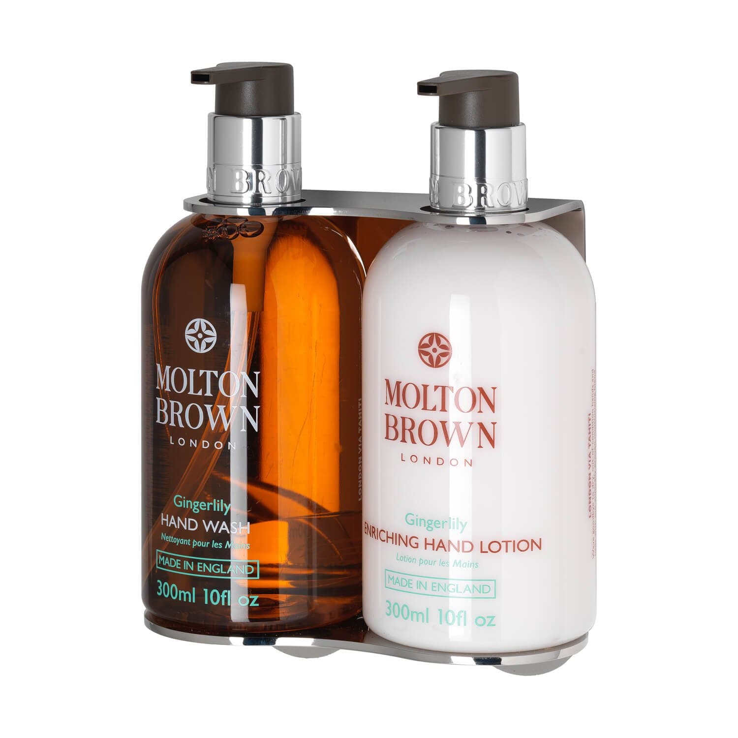 SoHo Dispensers 300ml Double Holder Made in England. Hand Polished for in a Chrome finish, suitable for Molton Brown, TYENHAM and many other companies 250-300ml bottles.