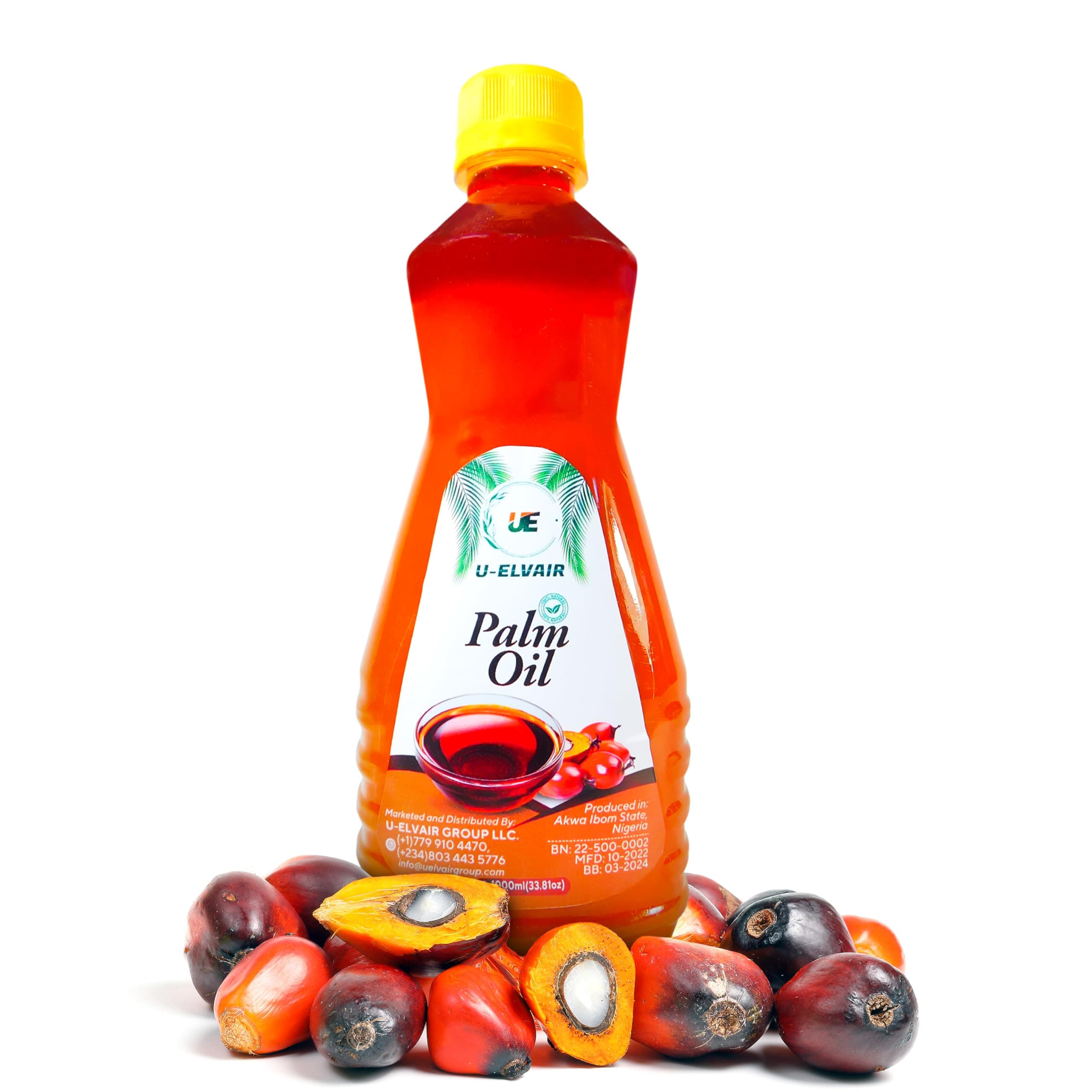 U-ELVAIR 100% Palm Oil, Palm Oil for Cooking, Manteca de Corojo, Epo Pure, Red Palm Oil, Egusi, Efo- 16oz/500ml (Pack of 1)