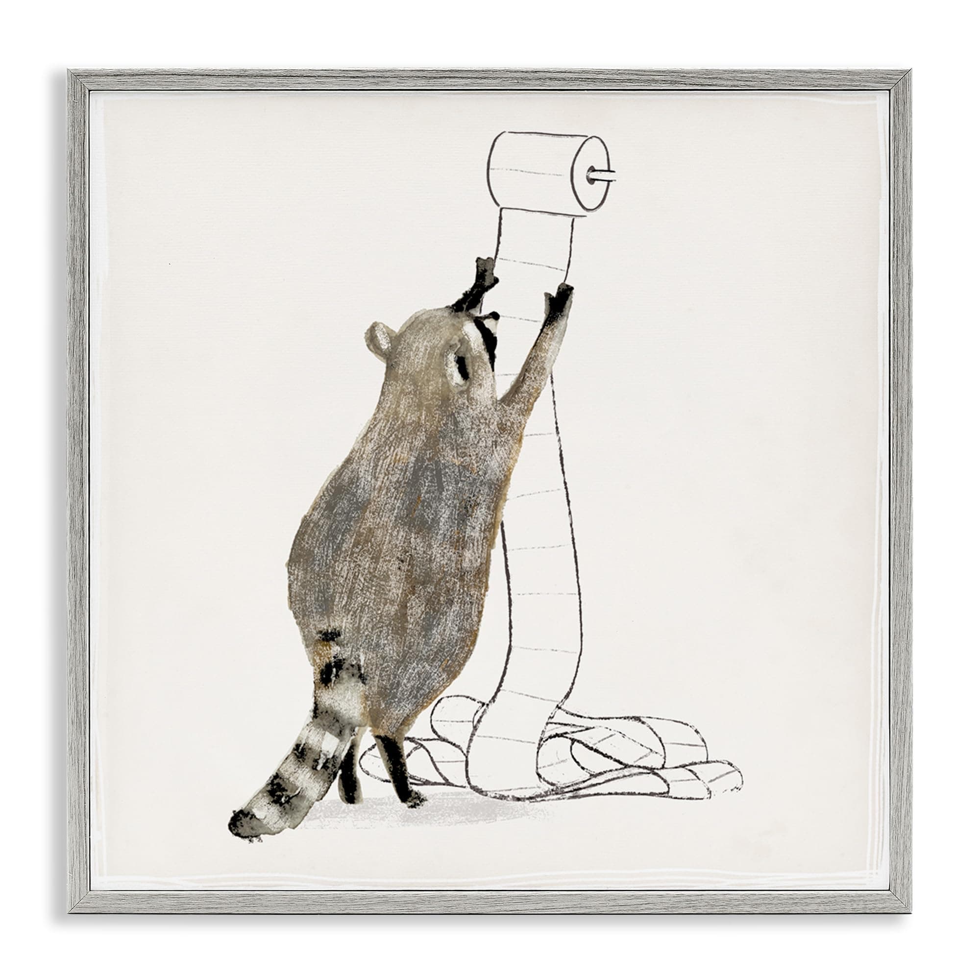 Stupell IndustriesRaccoon Toilet Paper Hoarder Framed Giclee Art by Victoria Barnes