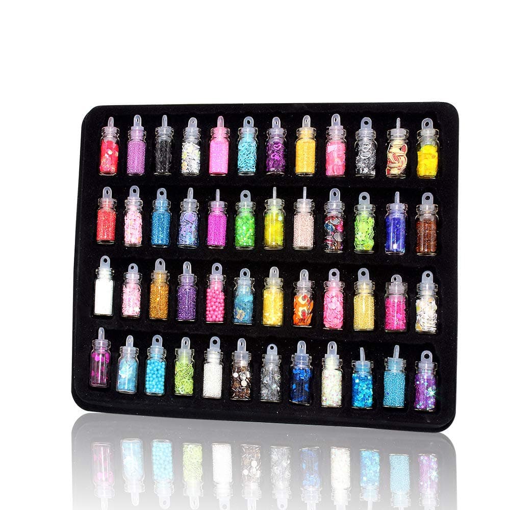 Glitter Powder Sequins VEGOLS Slime Sparkling Eyeshadow Nail Art Iridescent Glitter Powder Set for Nails Body Face Hair Eyes - 48 Colors