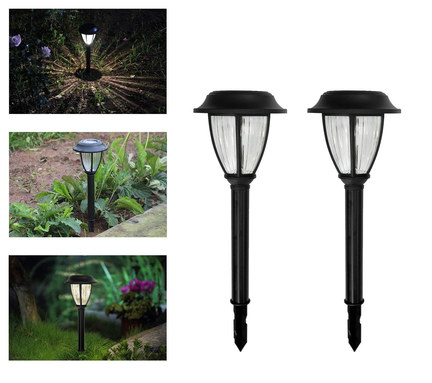 Tapetum Vintage Pathway Solar Garden Light Black Round -Pack of 2,Acrylonitrile Butadiene Styrene