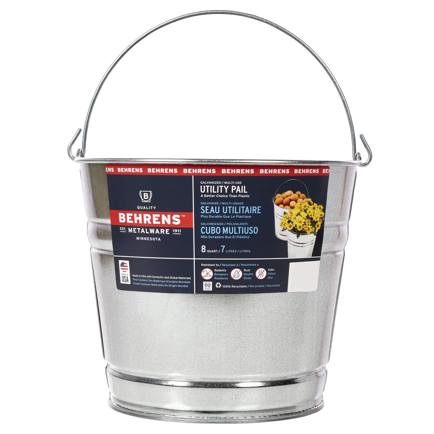 Behrens Galvanized Steel Utility Pail, 8-Quart