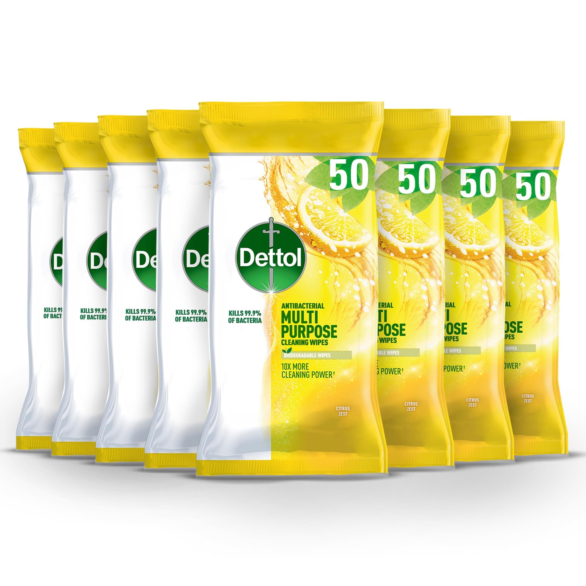 Antibacterial Wipes, Citrus, Total of 400 Wipes (8 Packs X 50), Biodegradable Wipes, Cleaning Wipes, Disinfectant Wipes, Surface Wipes, Antibacterial, Household Cleaners