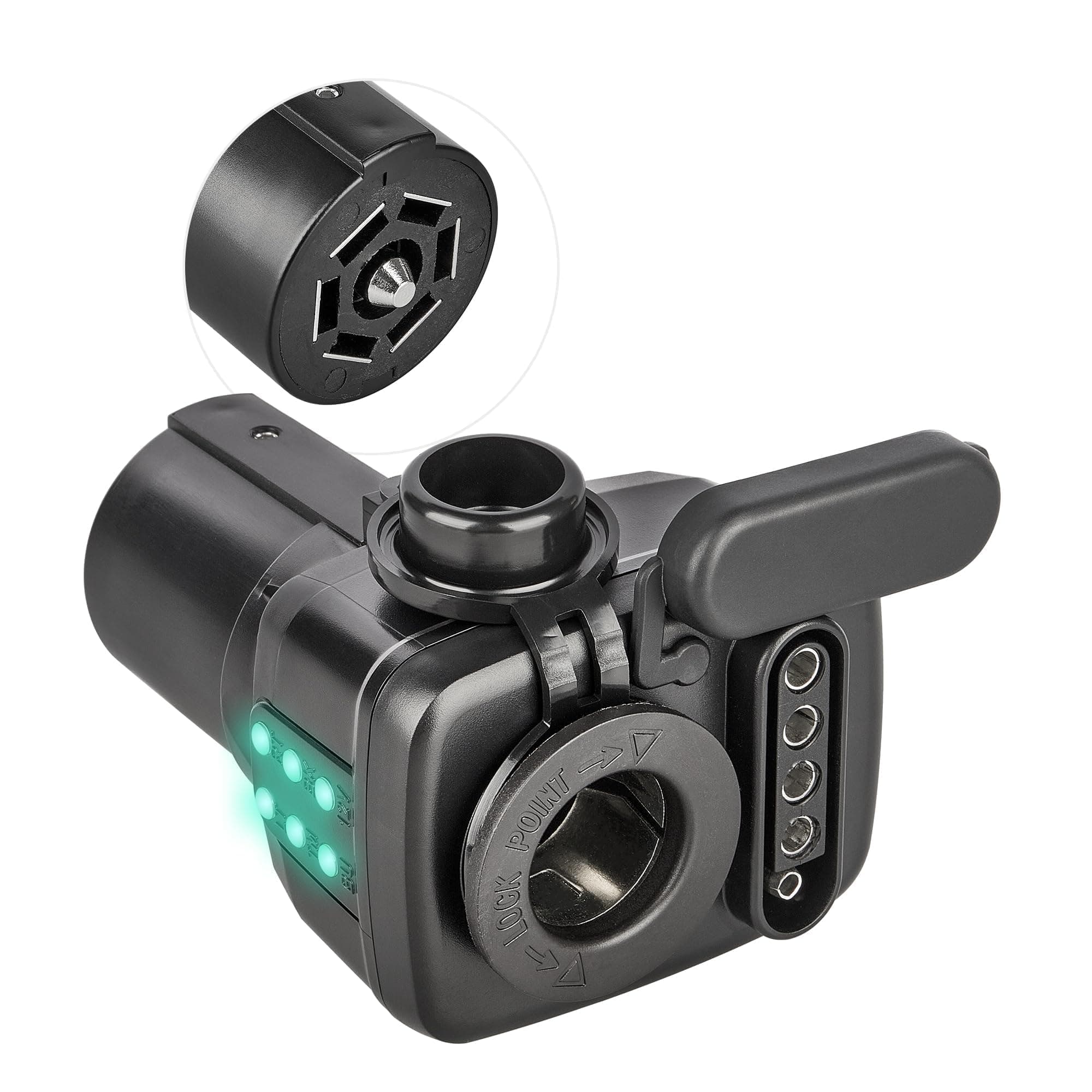 Oyviny 7 Way Blade to 12V Power Adapter with LED Circuit Tester, 7 Pin RV Blade to 4/5 Way Flat Adapter Trailer Cigarette Lighter Connector for Truck