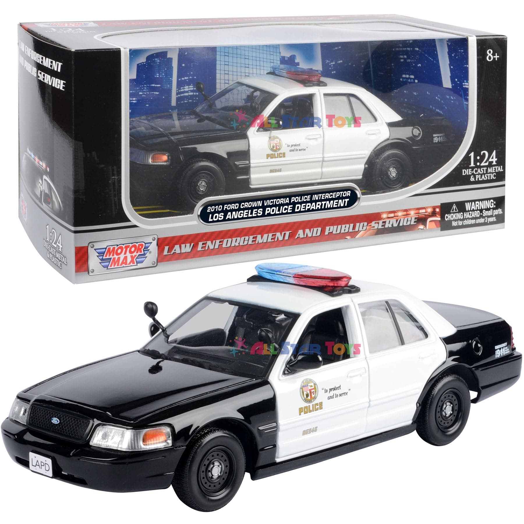 2010 Ford Crown Victoria Police Interceptor LAPD Los Angeles Police Department 1/24 Diecast Model 76946 by All Star Toys