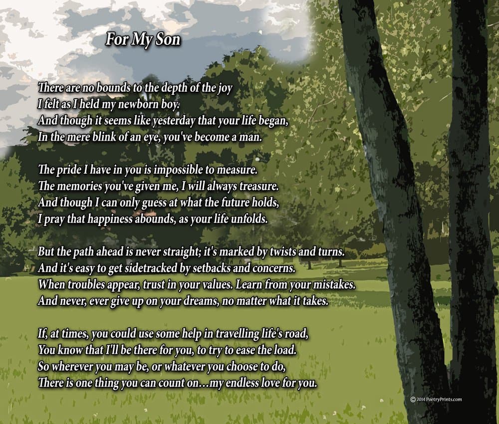 For My Son - (One Parent) Poem Print (8x10) - Beautiful Son Gift for Any Occasion