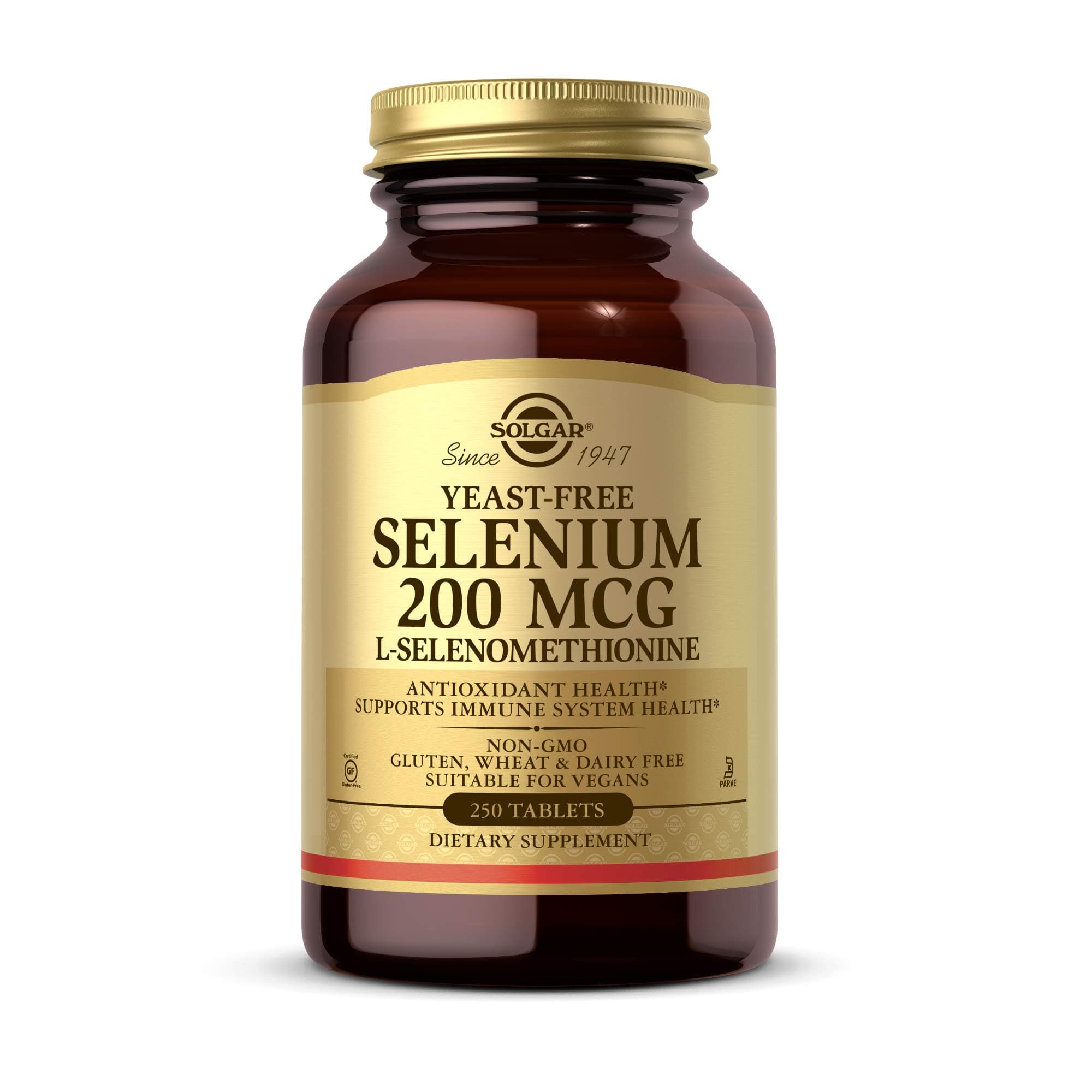 Yeast-Free Selenium 200 mcg, 250 Tablets - Supports Antioxidant & Immune System Health - Non-GMO, Vegan, Gluten Free, Dairy Free, Kosher - 250 Servings