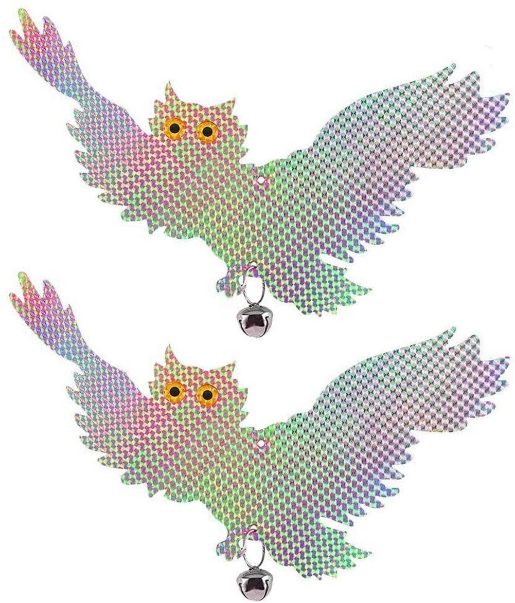 Excefore 2 Pack Owl Scarecrow Bird Scare Repellent Device Reflective Hanging Owl Scare And Frighten Pigeons Pests To Protect Home Garden Orchard Greenhouse Deterrent for Garden