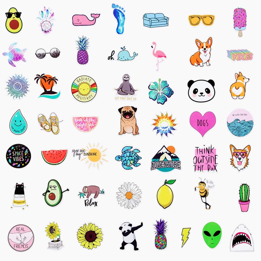 [50 PACKS]Big Stickers, elloLife Waterproof Aesthetic Trendy Cute Stickers Sheets for Kids Children Teens Girls for Water Bottles Macbook Laptop Phone Motorcycle Bicycle Luggage Skateboard etc.