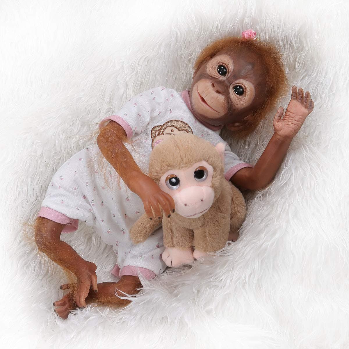 21inch 52CM So Truly Hand Detailed Painting Reborn Monkey Baby Dolls Look Real Soft Vinyl Flexible Collectible Art Newborn Doll Look Realistic