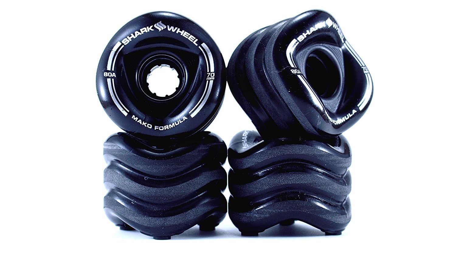 Shark Wheel 1000S70MMS80AB Longboard Wheels, 70mm/80a, Black, Mako Formula