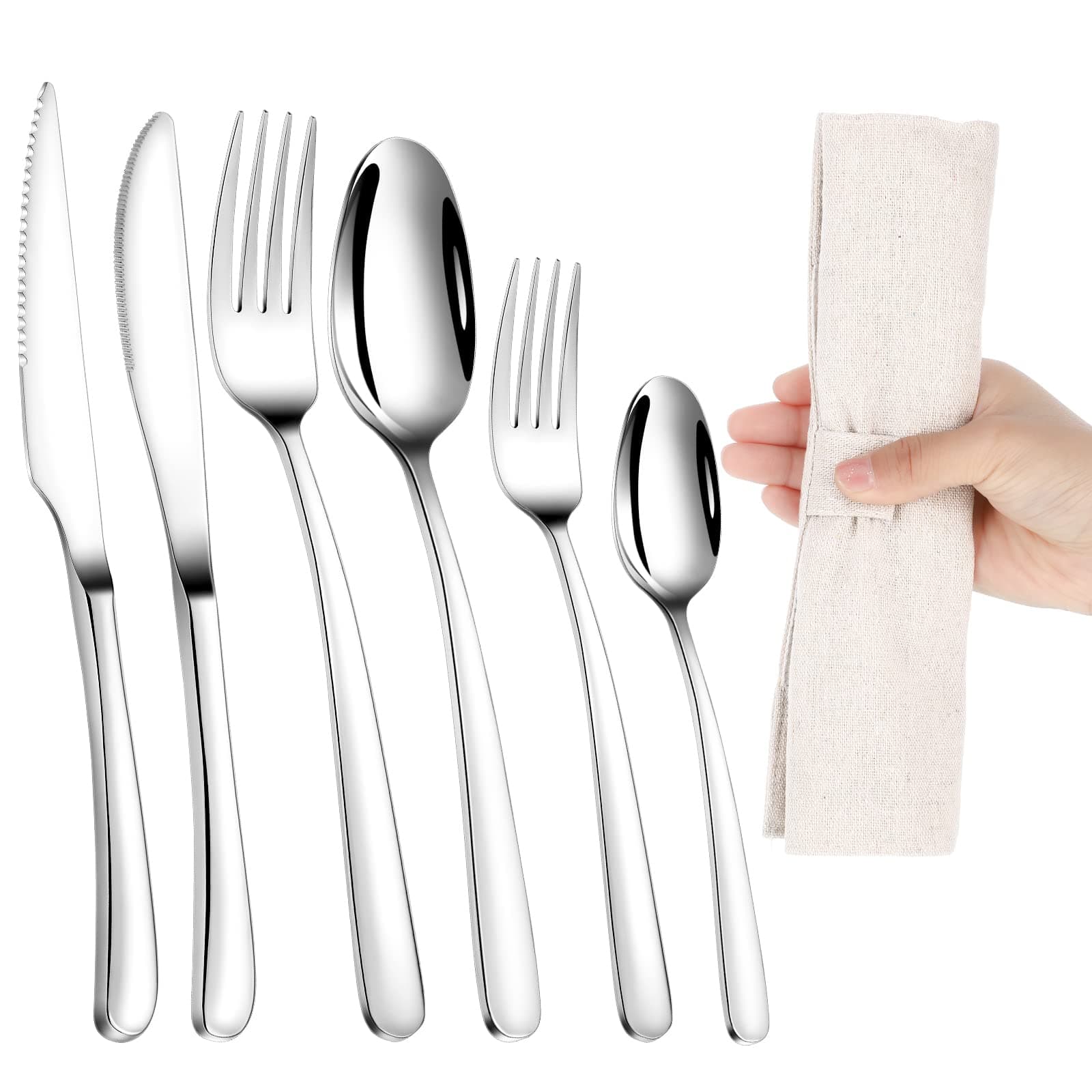 Bonuci 6 Pcs Weighted Utensils for Hand Tremors and Parkinsons Patients Weight Silver Cutlery Set Utensils for Eating Spoons for Adaptive Eating Flatware(Silver)