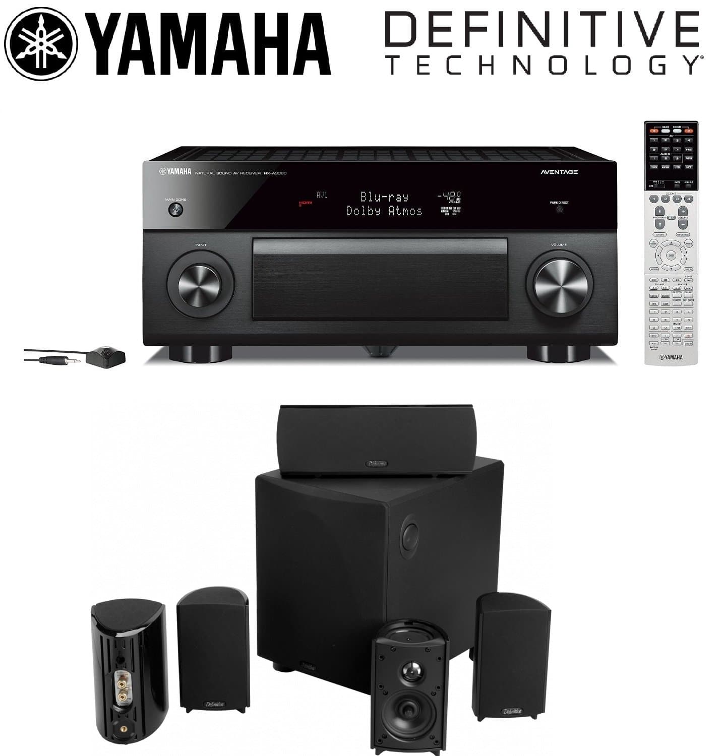 Yamaha RX-A3060BL 11.2 Channel Network AV Receiver + Definitive Technology ProCinema 600 5.1 Home Theater Speaker System Bundle