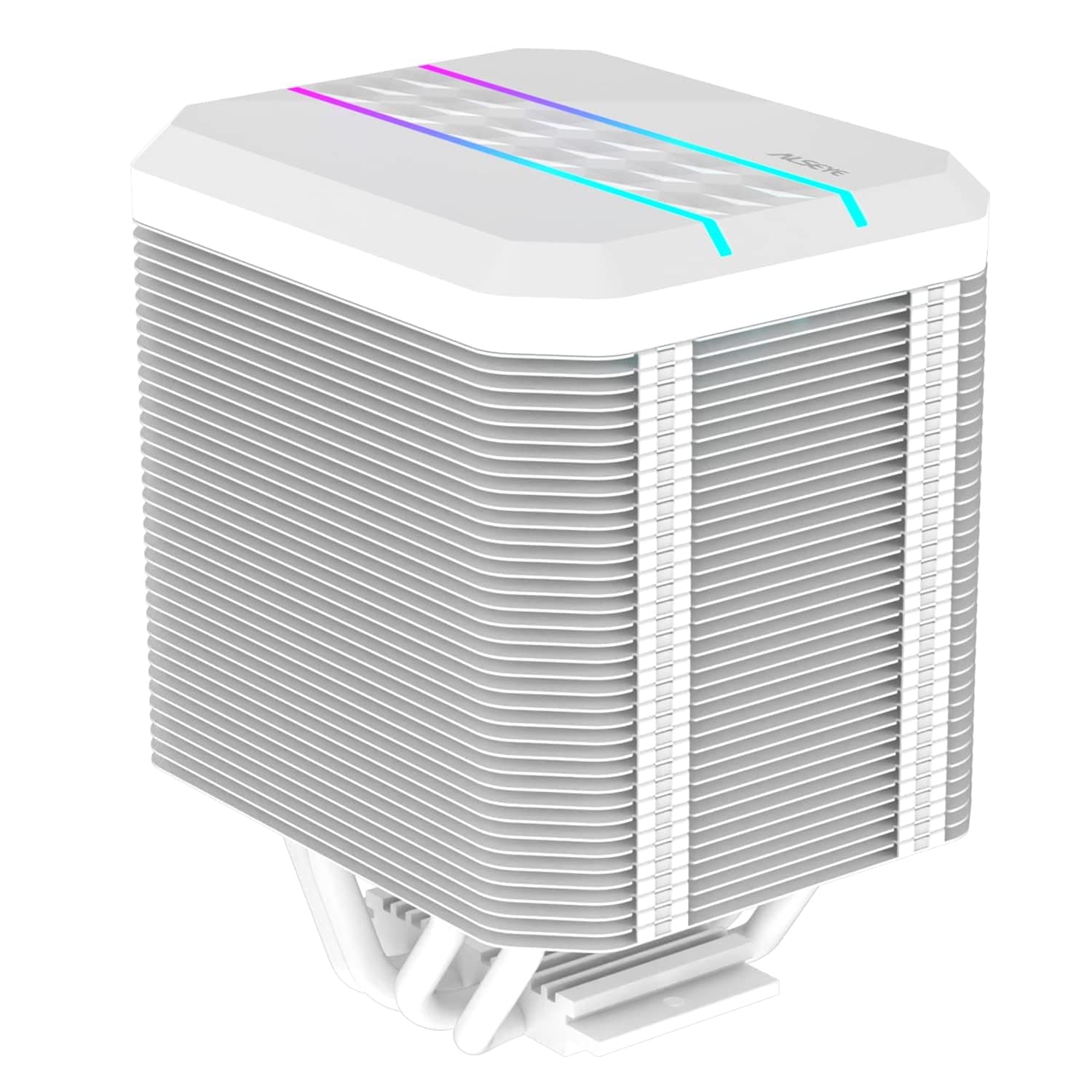ALSEYE M90 CPU Cooler, Dual Tower CPU Air Cooler,Top Cover with ARGB Lighting Effect, Hidden Fan Design, Smaller Size, Compatible with Intel and AMD Platforms, Supports LGA1700/1851. (White)