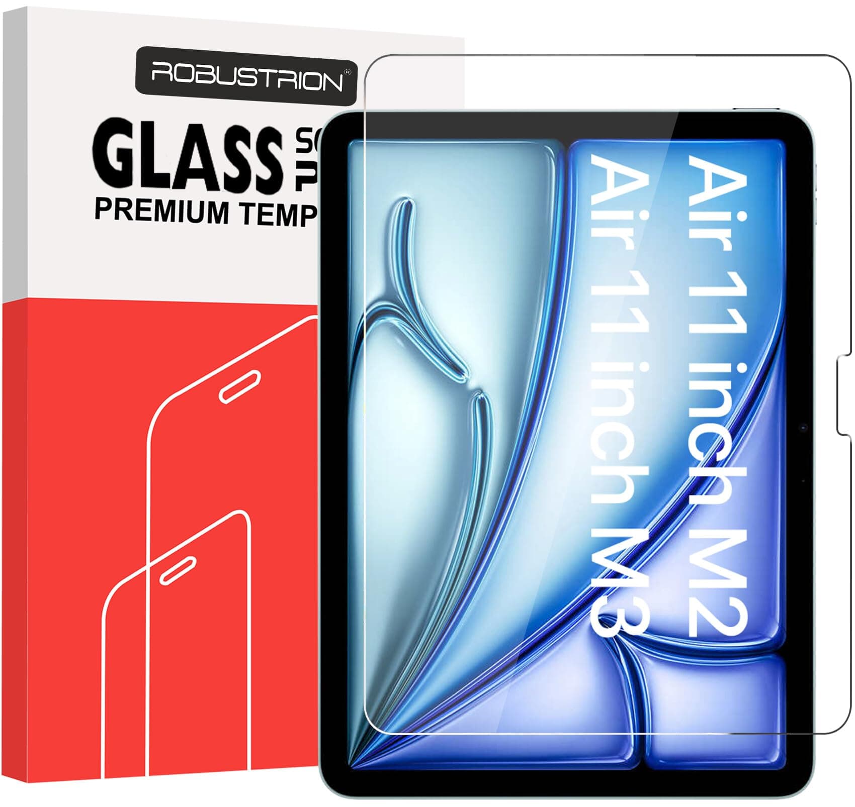 Robustrion Tempered Glass for iPad Air 11 inch M4 / M3 / M2 11 inch Screen Protector Guard for iPad Air M2 / M3 / M4 11" - 1 Pack