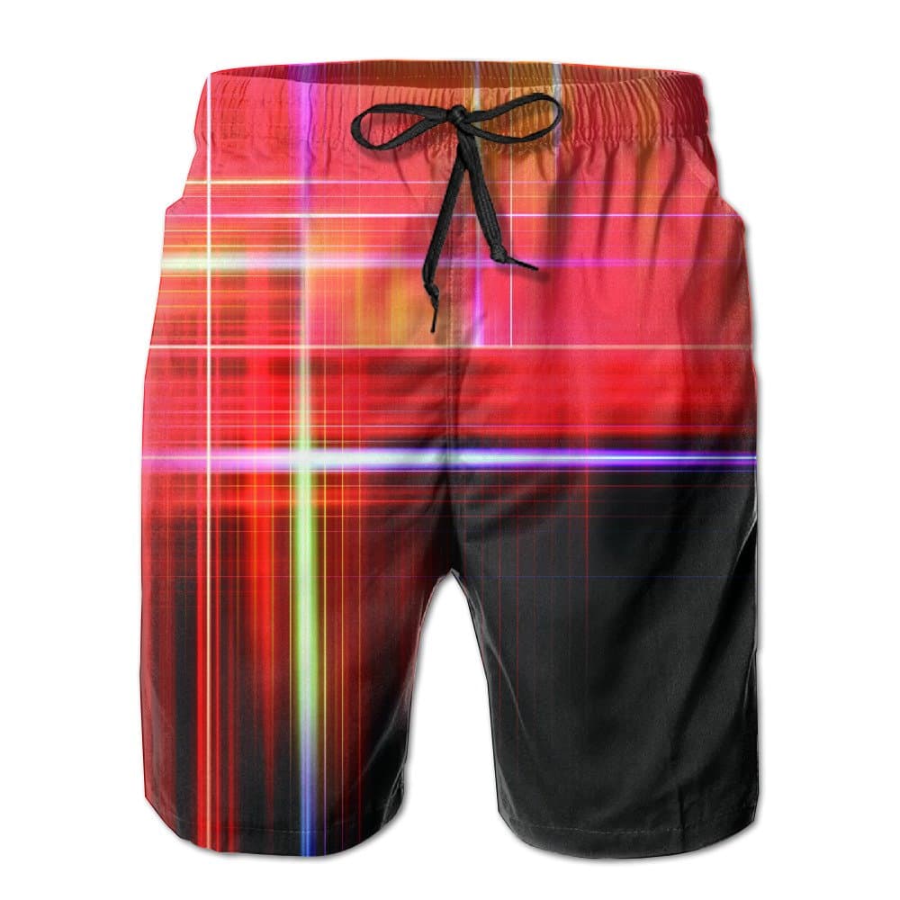 Summer Beach Black Red Color Men's Casual Cool Breathable Beach Pants Shorts Short Pants Drawstring Waist Beach Walk Shorts Beach Shorts Swimming Pants With Pockets