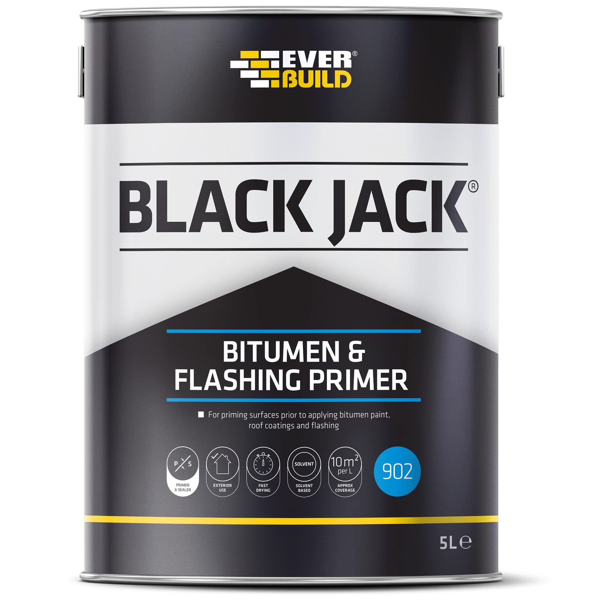 Black Jack 902 Bitumen and Flashing Primer, Black, 5 Litre