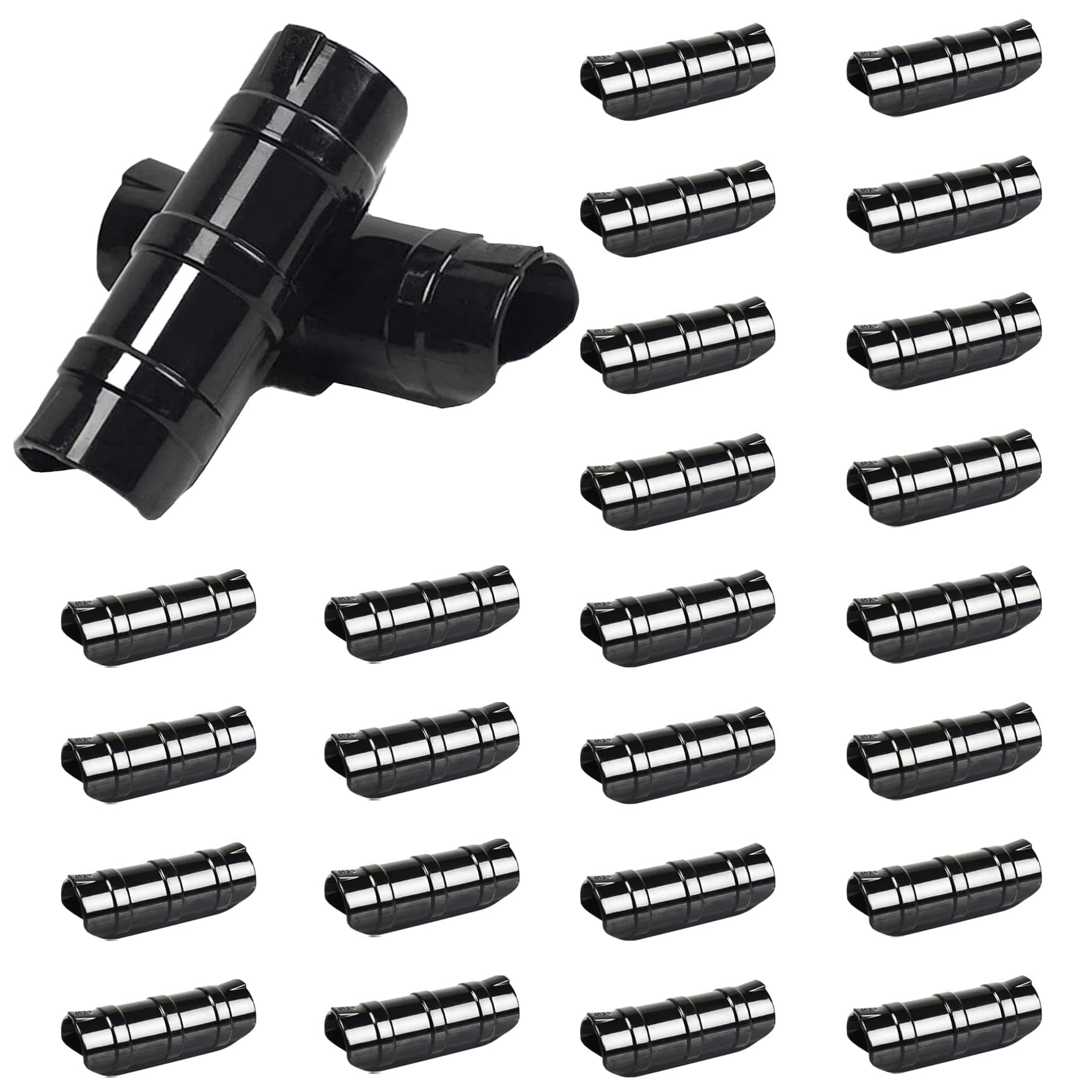 60PCS Greenhouse Clips 1 1/4 Inch Greenhouse Clamps Black Plastic Clamps Garden Buildings Tube Clips for PVC Pipe Greenhouse Films, Sunshade Nets, Row Covers, Shelters, Farming, Gardening