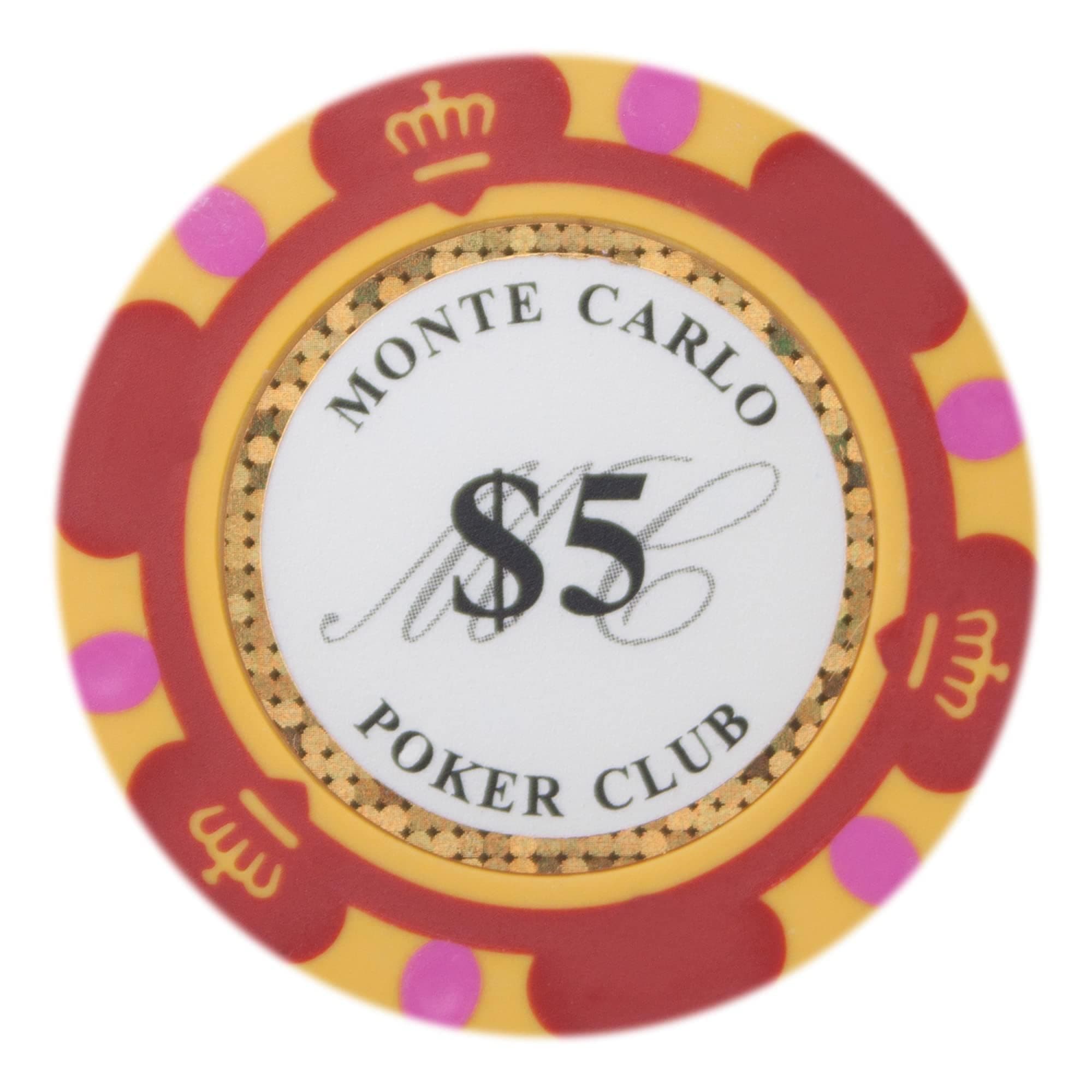 Brybelly Monte Carlo Premium Poker Chips (50-Pack) Heavyweight 14-Gram Clay Composite
