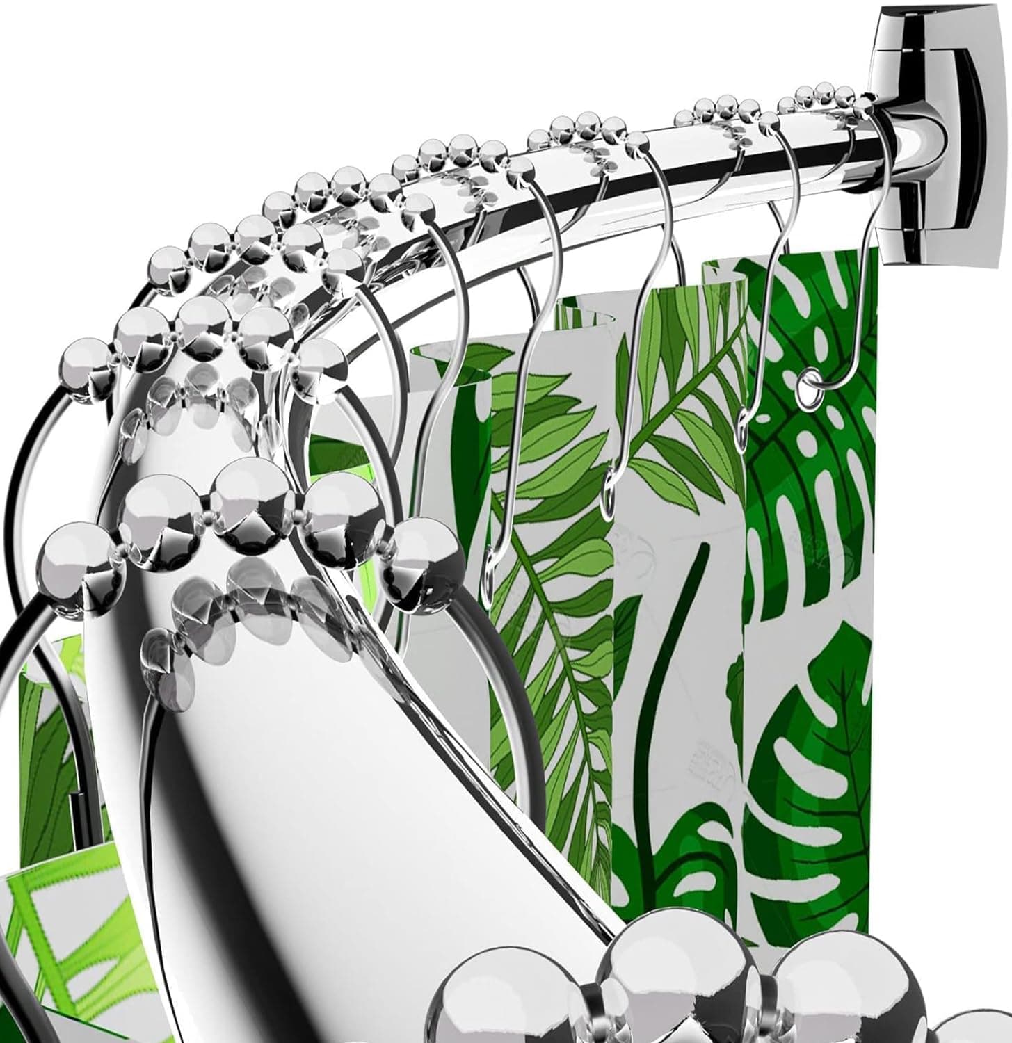 Bonpally Curved Shower Curtain Rod for Bathroom, 40-72 Inches Adjustable Curved Shower Rod, 0.9MM Rustproof Shower Curtain Rod with Rotating Brackets for Extra Shower Space, Need to Drill, Chrome