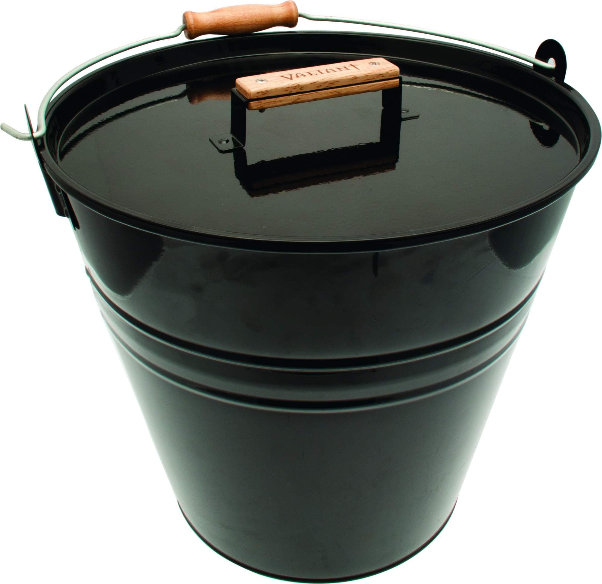 Valiant Kindling & Ash Metal Bucket with Lid - Black (30cm Diameter)