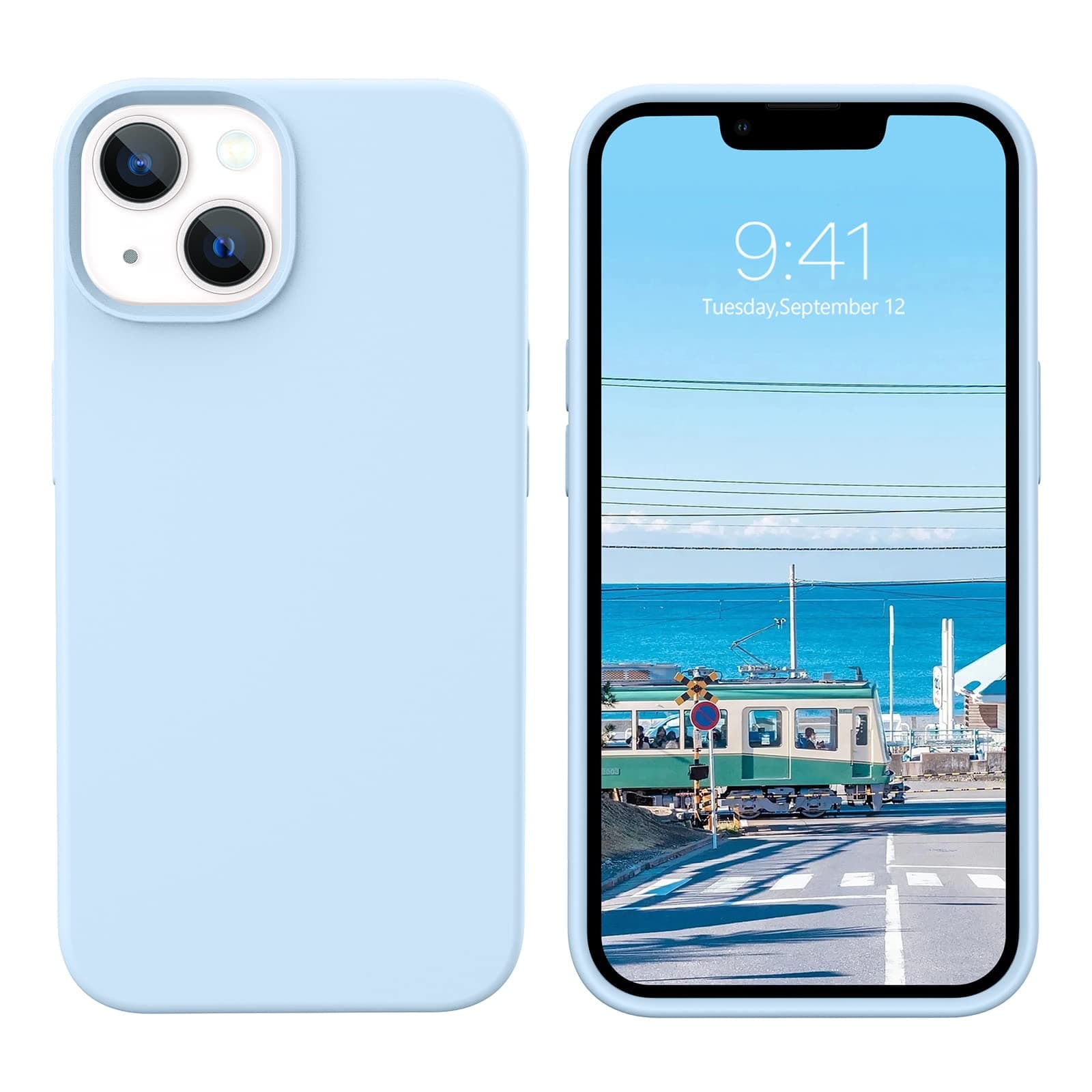 BENTOBEN for iPhone 13 Case, Slim Fit Soft Silicone Gel Rubber Bumper Shockproof Protective Microfiber Lining Hard Back Drop Protection, Light Blue