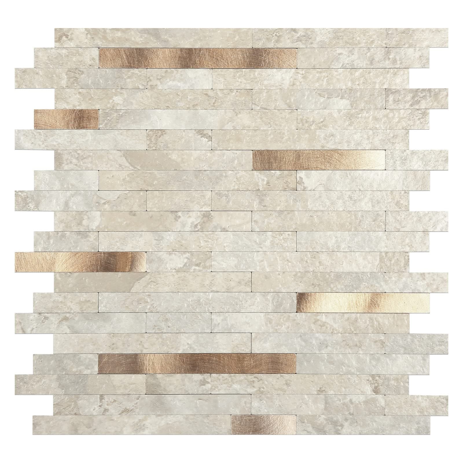 Peel and Stick Modern Beige Marble Backsplash (12'' X 12'', 10 Sheets, 9.36 sq ft, Waterproof)