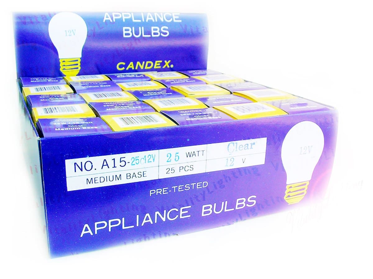 12V 25W Clear Low-Voltage House Appliance Light Bulb A15 E26 Medium Base Lamp (25/Pack)