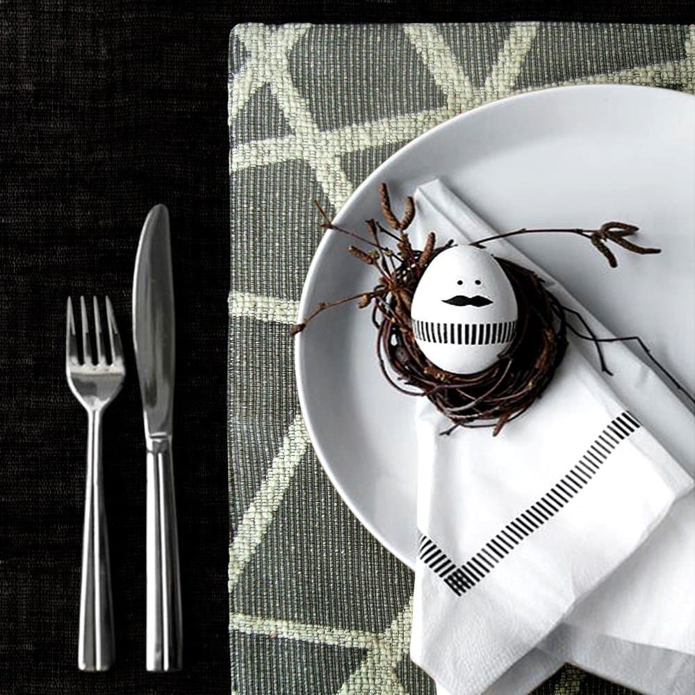 Artbisons Placemats 16x12" Sets of 4 Grey Geometry Handmade Artistic Table Mats