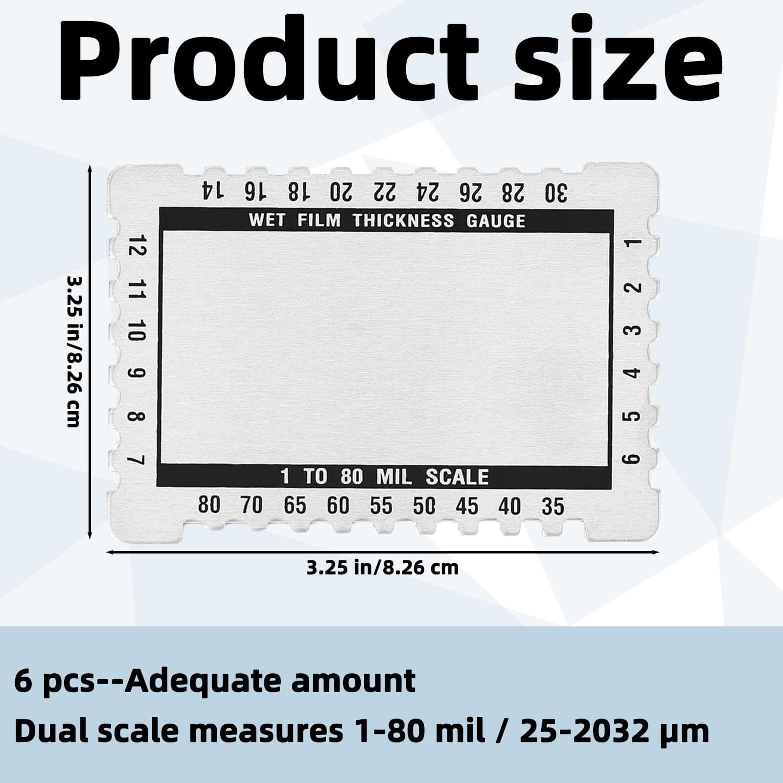 Kanayu 6 Pcs 12 Pcs Wet Film Thickness Gauge Metal Sheet Thickness Gauge Dual Scale Comb 1-80 Mil Scale Plated Size Inspection Toolfor Resins Paints