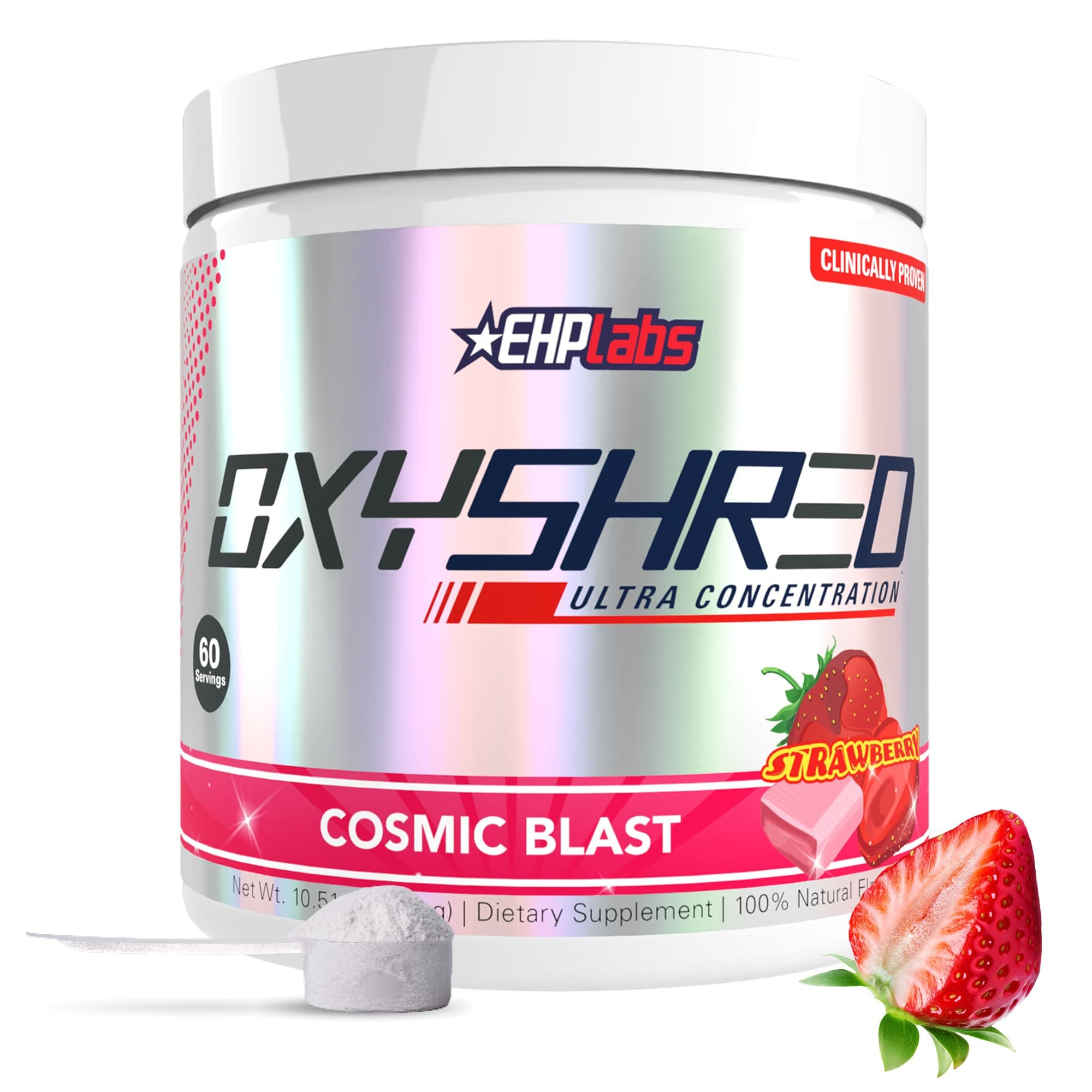 EHP Labs OxyShred Pre Workout Powder - Preworkout Powder with L Glutamine & Acetyl L Carnitine, Energy Boost Drink - Cosmic Blast, 60 Servings