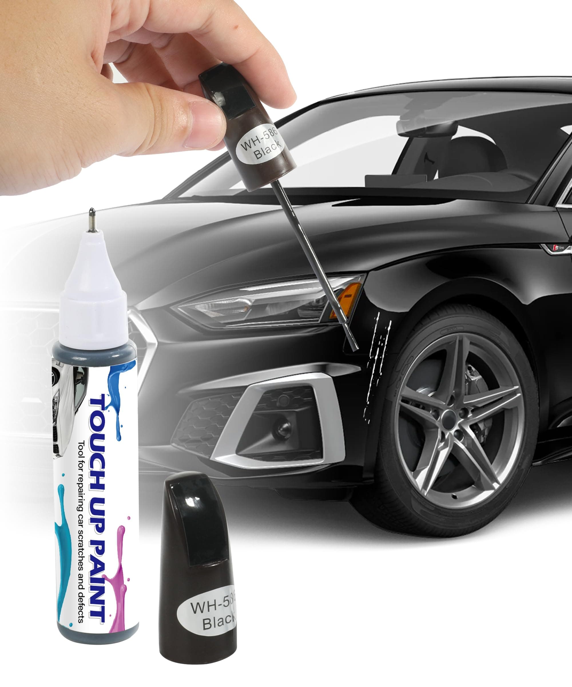 RACOONA Car Scratch Remover for Deep Scratches,Touch Up Paint for Cars,Car Scratch Remover,Car Accessories Car Touch Up Scratch Remover Pen,Two-In-One Car Paint for Automotive Scratch Repair (Black)