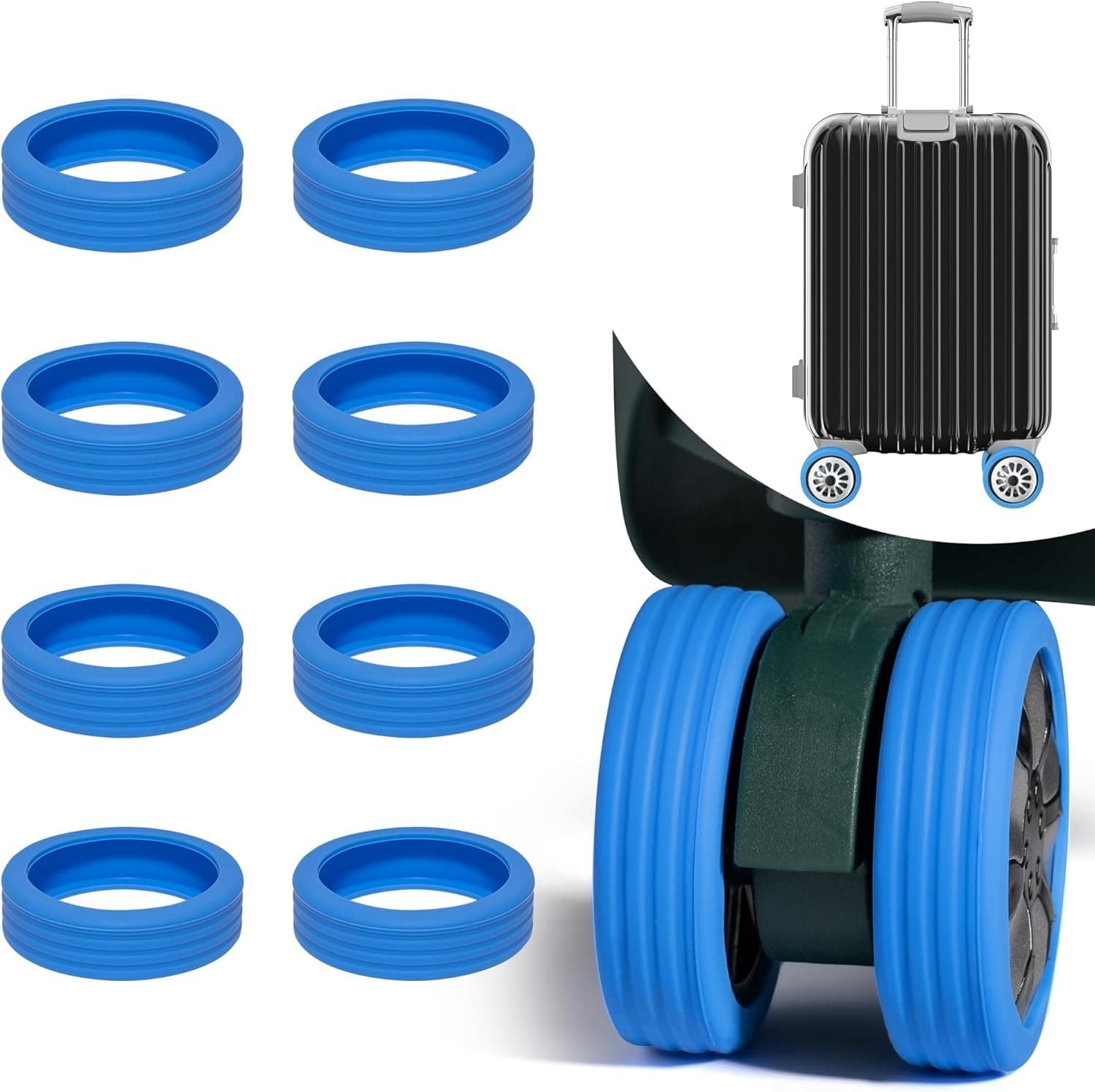 8 Pack Luggage Suitcase Wheels Cover - Reduce Noise for Travel Luggage Suitcase, Silicone Luggage Spinner Wheel Covers for Most 8-Spinner Wheels
