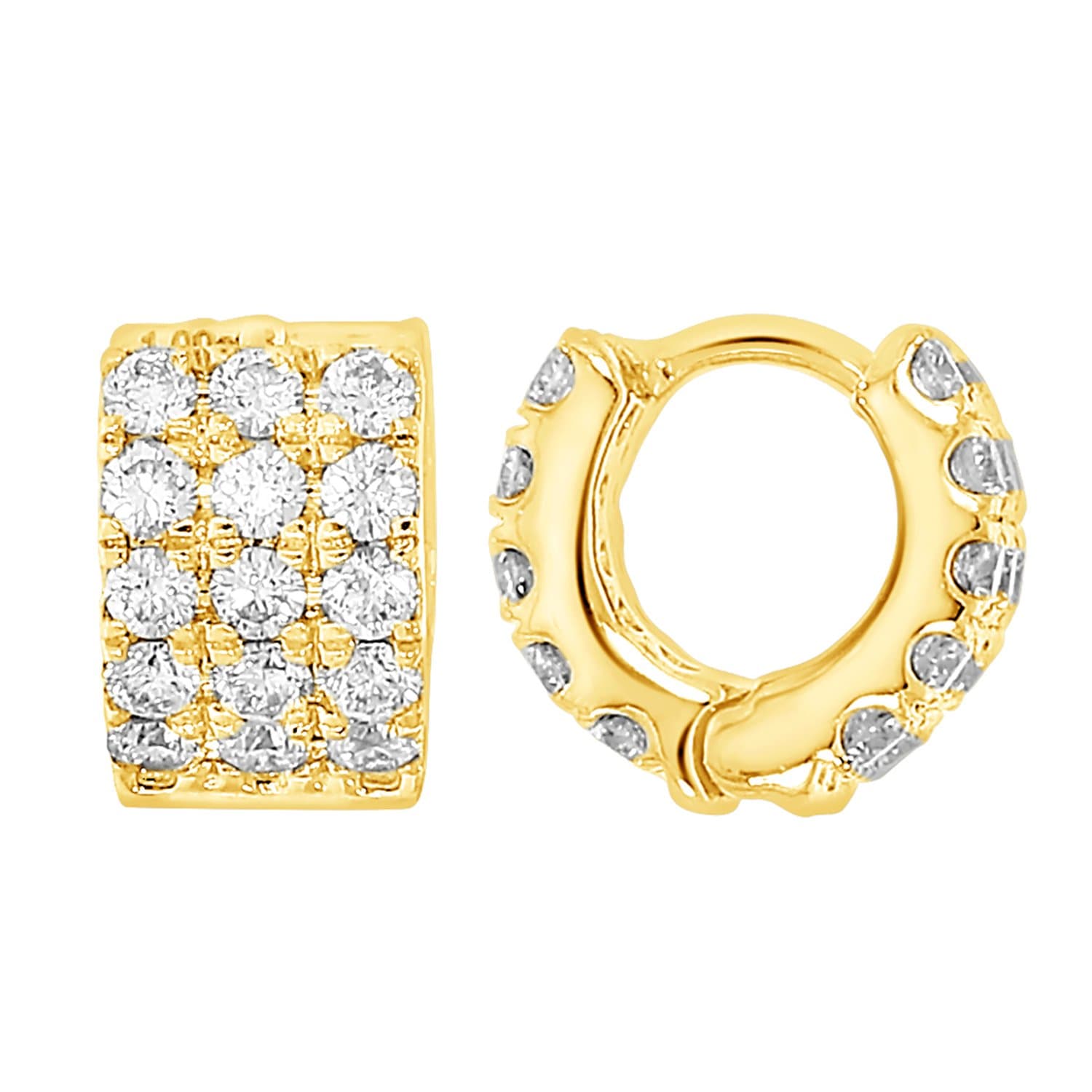 Round Cut Natural Diamond Helix Piercing Unisex Huggies Hoop Earrings 10k Yellow Gold