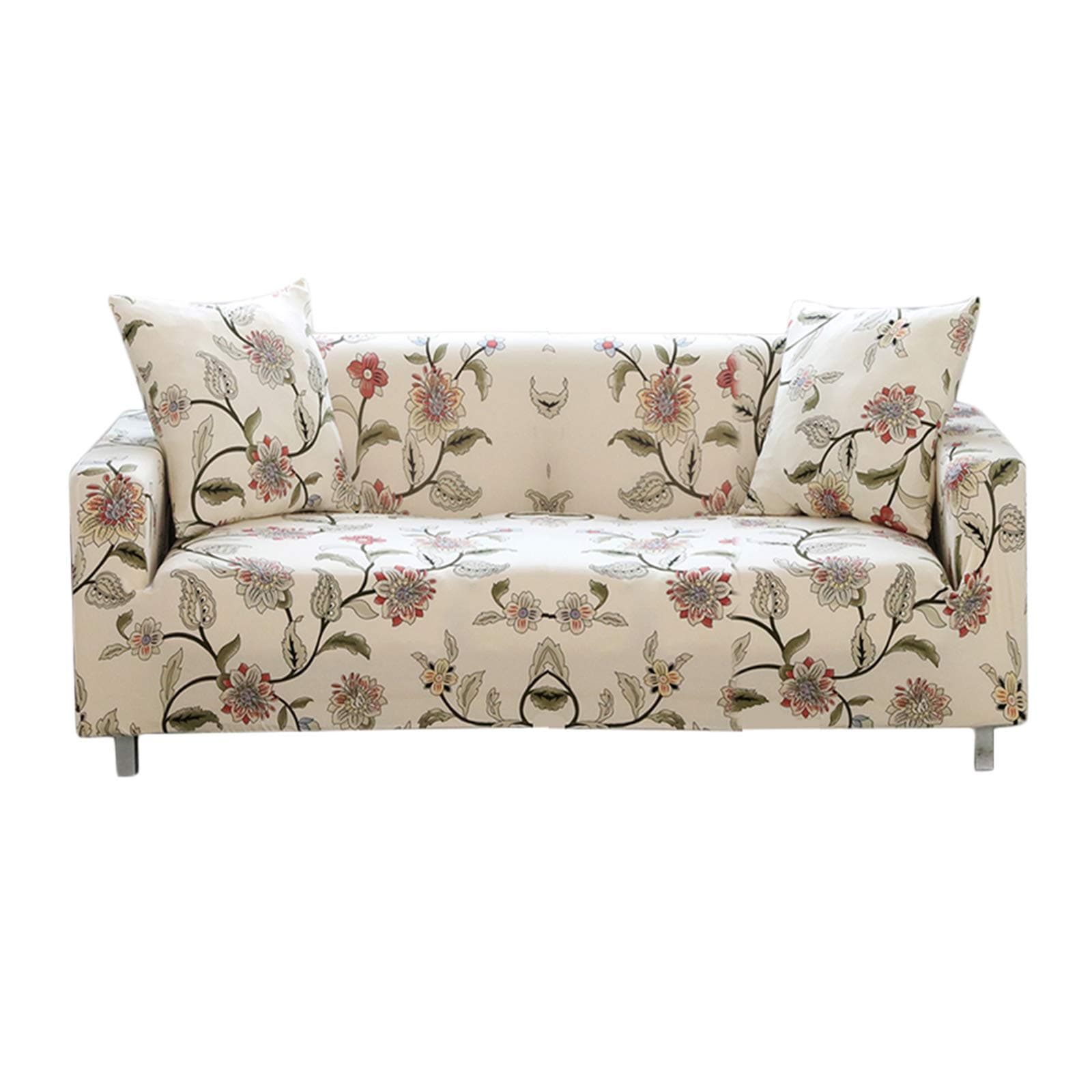 Donzake Printed Sofa Cover Stretch Couch Cover Sofa Slipcovers for Cushion Couch with 2 Free Pillow Cover (Large, Cream)