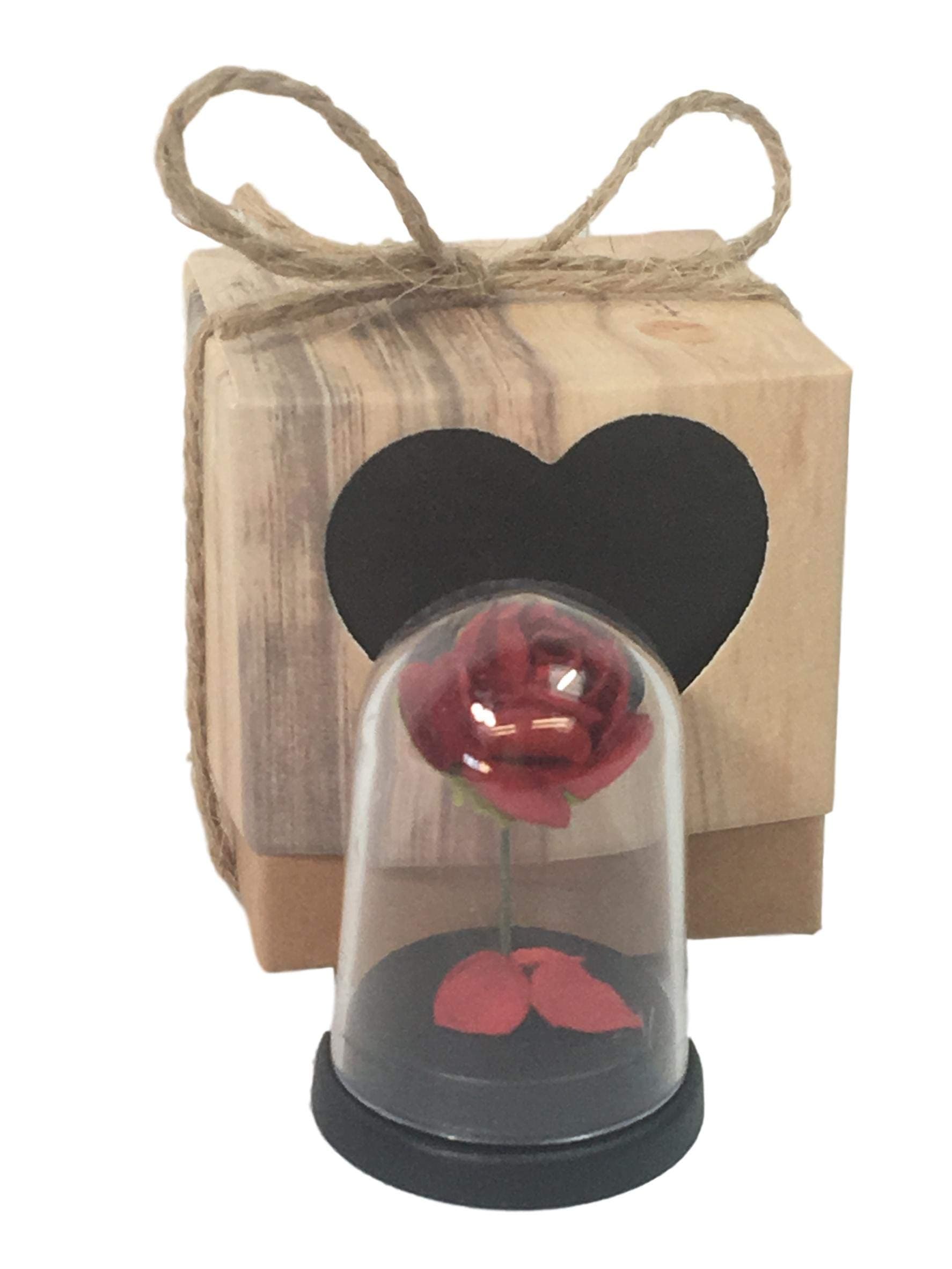 Miniature Red Rose in a Glass Dome