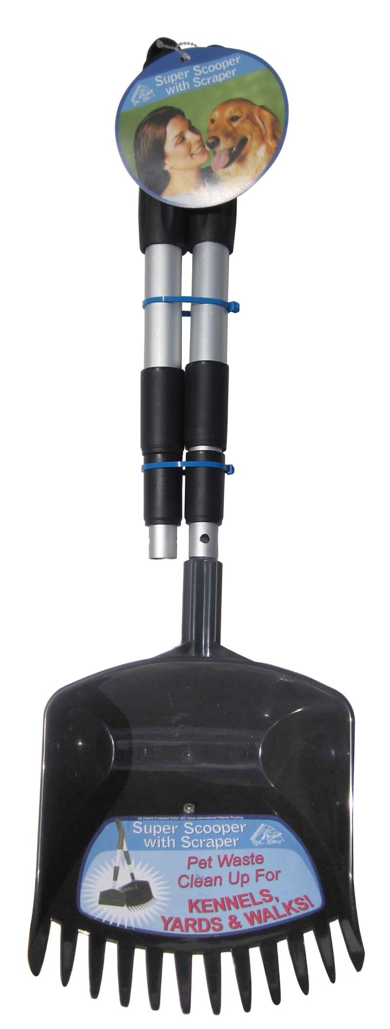 Companion Gear Telescoping Rubber Handle Easy Pet Dog Waste Pick Up Super Scooper with Scraper Shovel