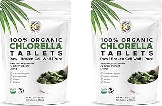 Premium High Potency Chlorella Tablets | Organic | 100 Servings | Pure Clean Raw | Ideal Mercury Detox | Cracked Cell Wall | High in Protein | No Additives or Fillers- 400 Tablets (2 Pack)